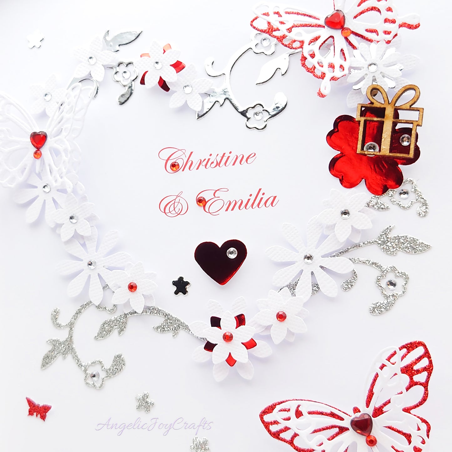 Handmade Personalised 3D Valentine's Day Card with Ornate Heart & Butterflies + Complimentary Gift Box | Valentine's Day | Birthday | Mother's Day