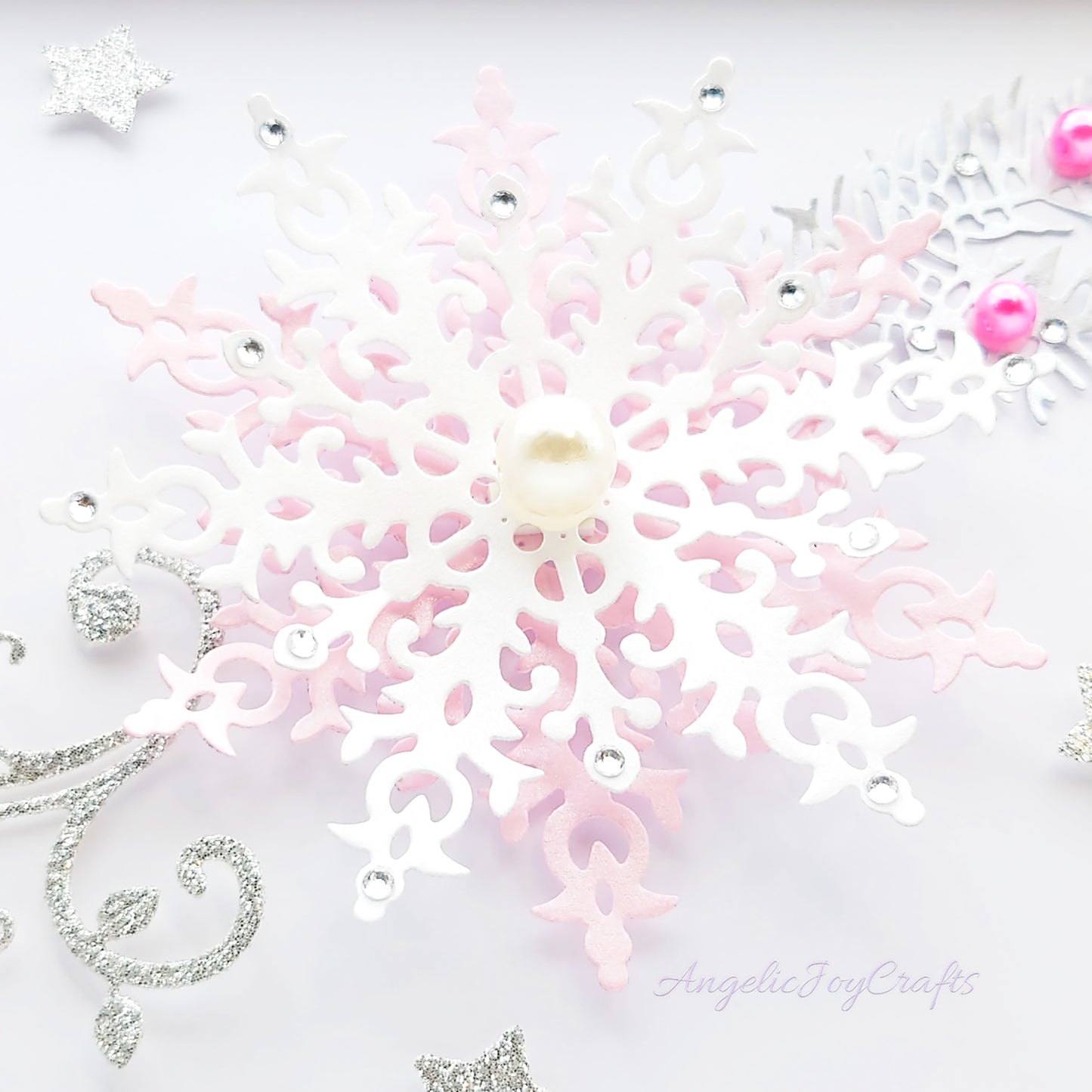 Handmade Personalised 3D Christmas Card with Ornate Snowflakes + Complimentary Gift Box | Christmas | Noel | New Year