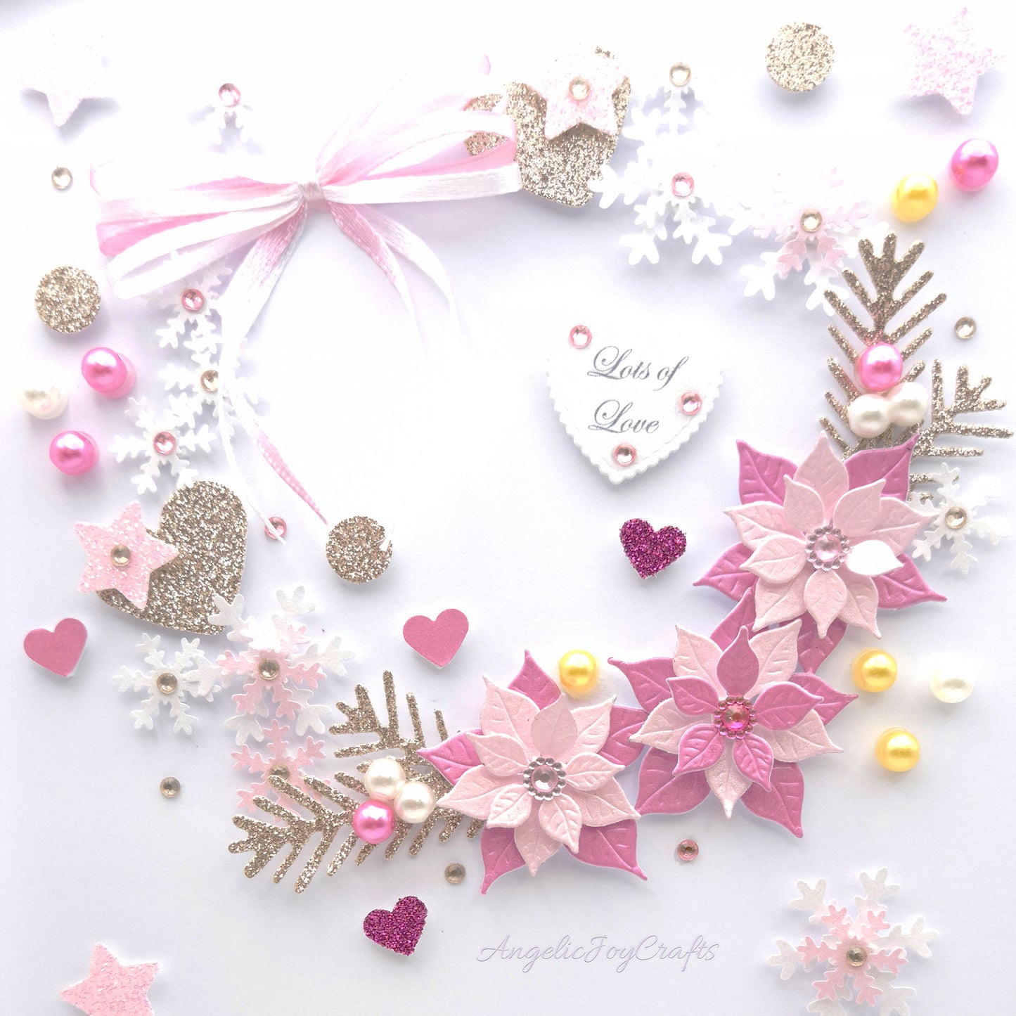 Handmade Personalised 3D Christmas Card with Floral Wreath & Bow + Complimentary Gift Box | Christmas | Noel | New Year