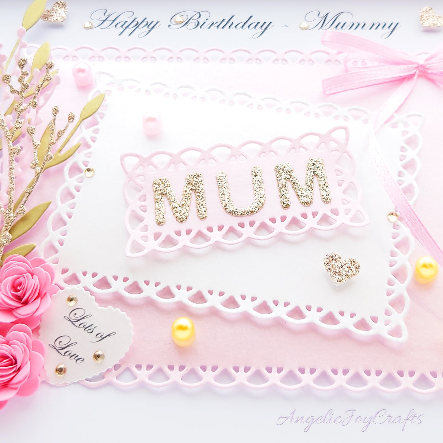 Handmade Personalised 3D Birthday Day Card with Floral Frame & Bow + Complimentary Gift Box | Birthday | Mother's Day