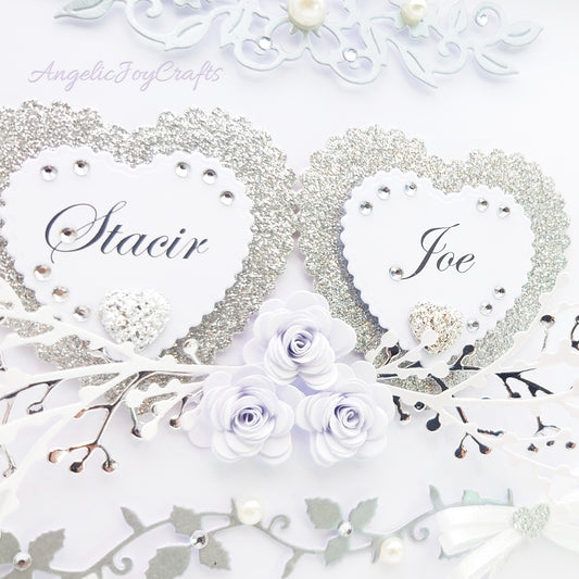 Handmade Personalised 3D Wedding Card with Hearts & Floral Branches + Complimentary Gift Box | Anniversary | Wedding | Engagement