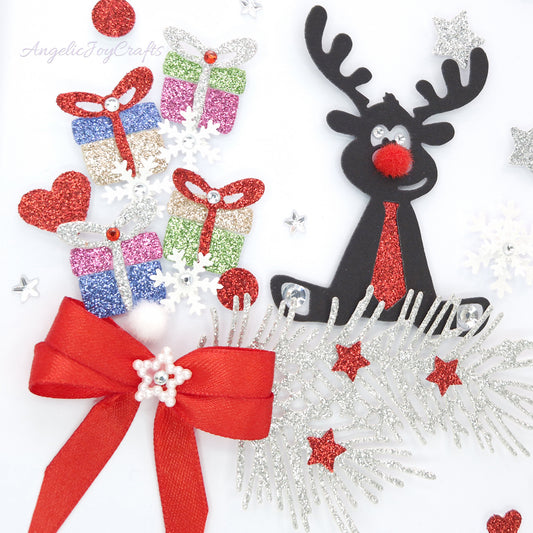 Handmade Personalised 3D Christmas Card with Deer & Gifts + Complimentary Gift Box | Christmas | Noel | New Year
