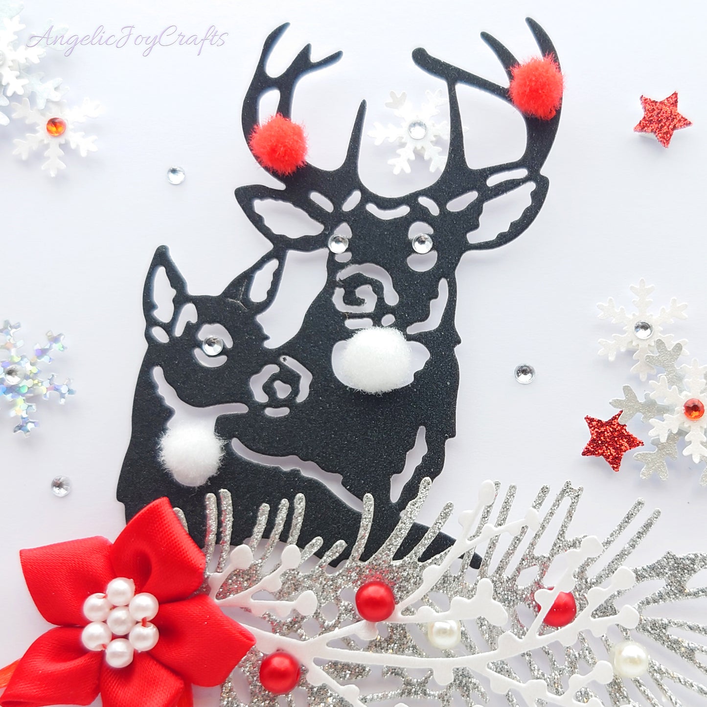 Handmade Personalised 3D Christmas Card with Deer Pair + Complimentary Gift Box | Christmas | Noel | New Year