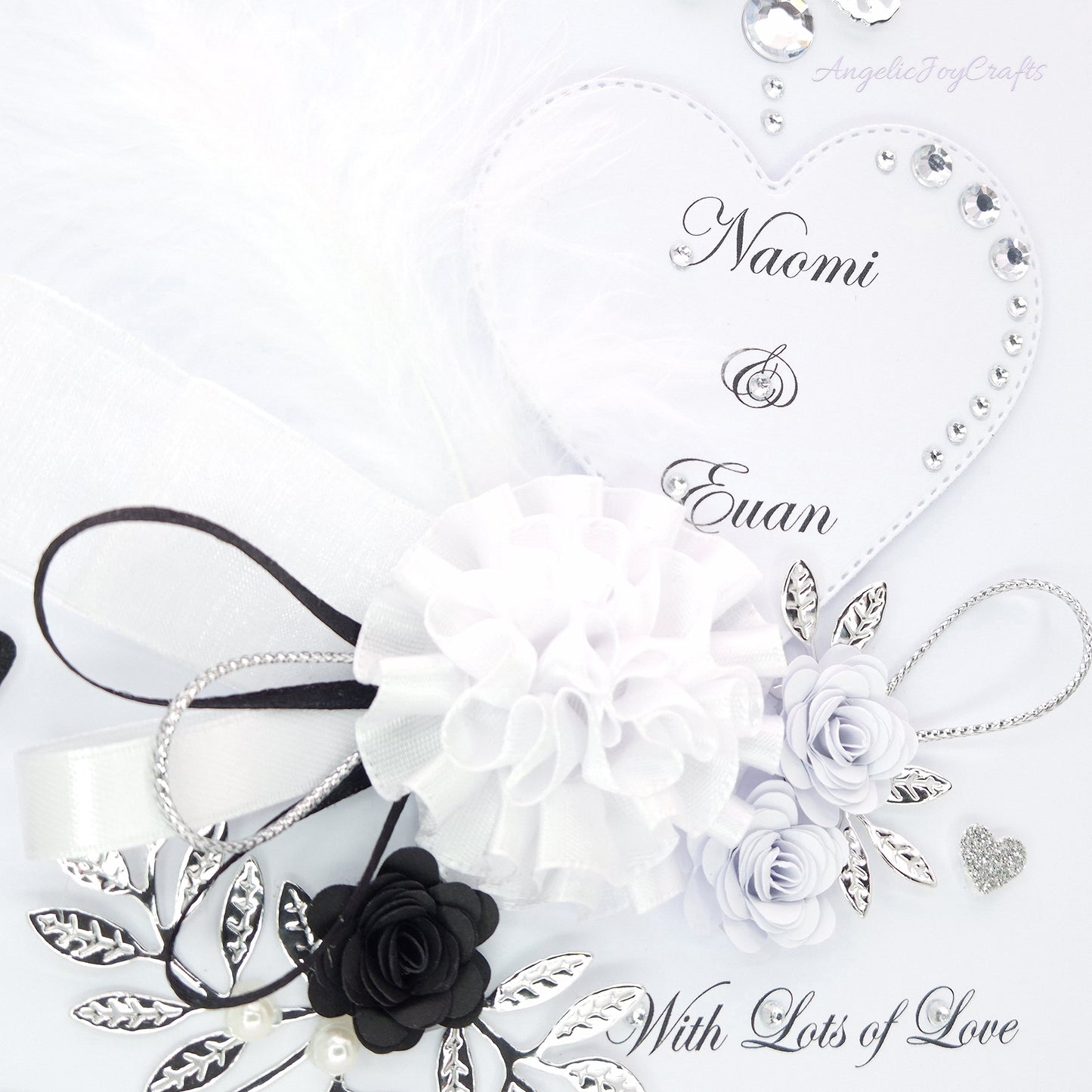 Handmade Personalised 3D Wedding Card with Doves, Bow & Flowers + Complimentary Gift Box | Anniversary | Wedding | Engagement