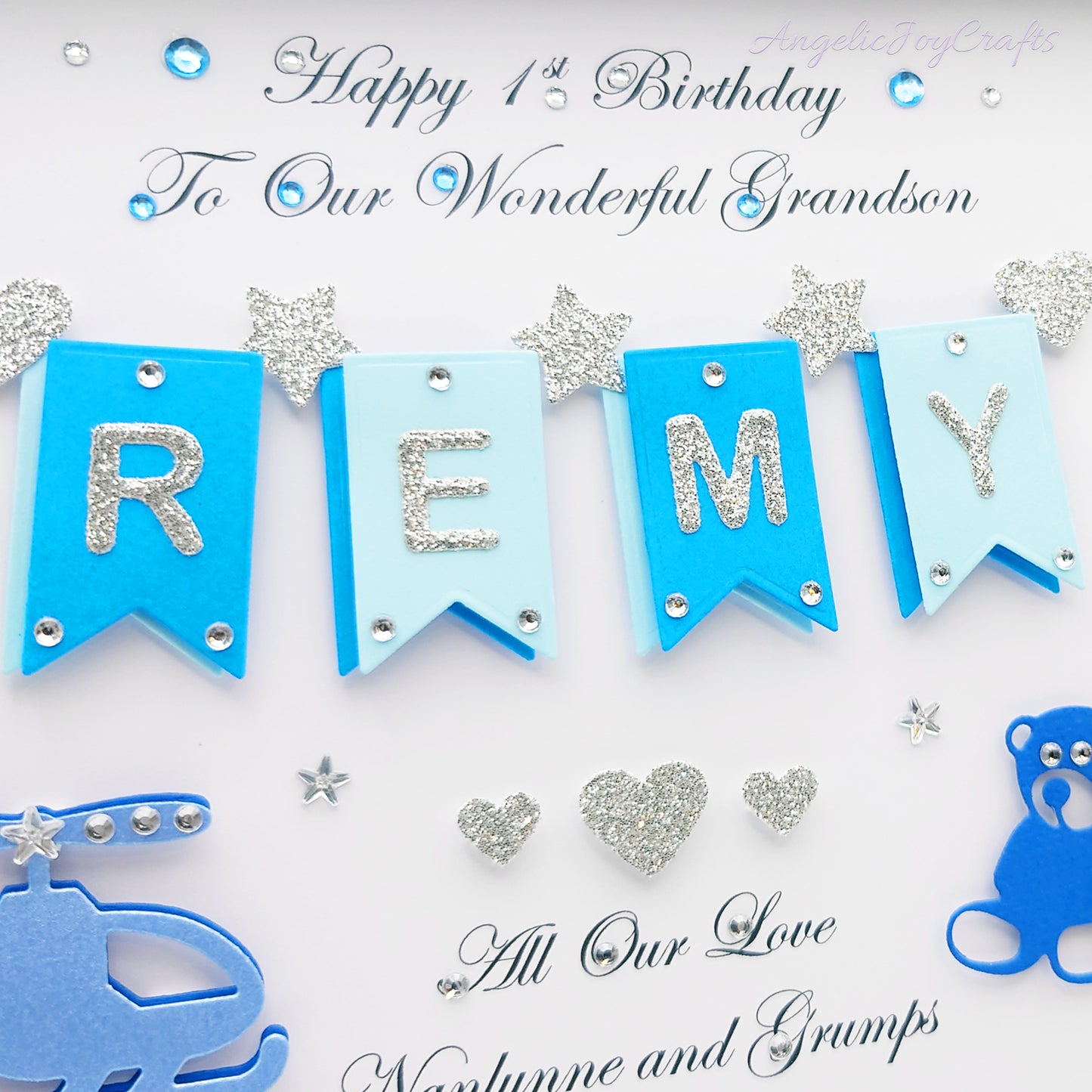 Handmade Personalised 3D Child Birthday Card with Helicopter & Bear + Complimentary Gift Box | Baby Shower | Child Birthday | Baby Born | Birthday
