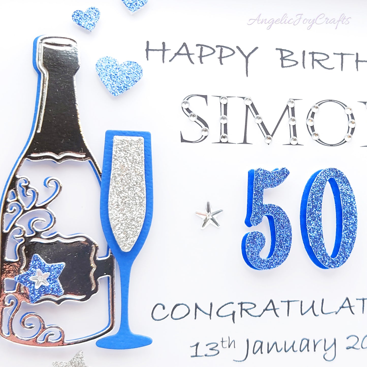 Handmade Personalised 3D Birthday Card with Champagne & Baloon + Complimentary Gift Box | Birthday | Birthday for Him