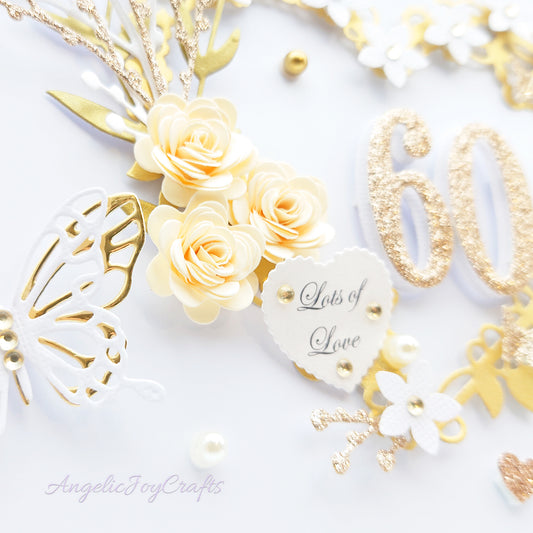 Handmade Personalised 3D Wedding Card Card with Floral Heart & Butterflies + Complimentary Gift Box | Anniversary | Wedding | Engagement