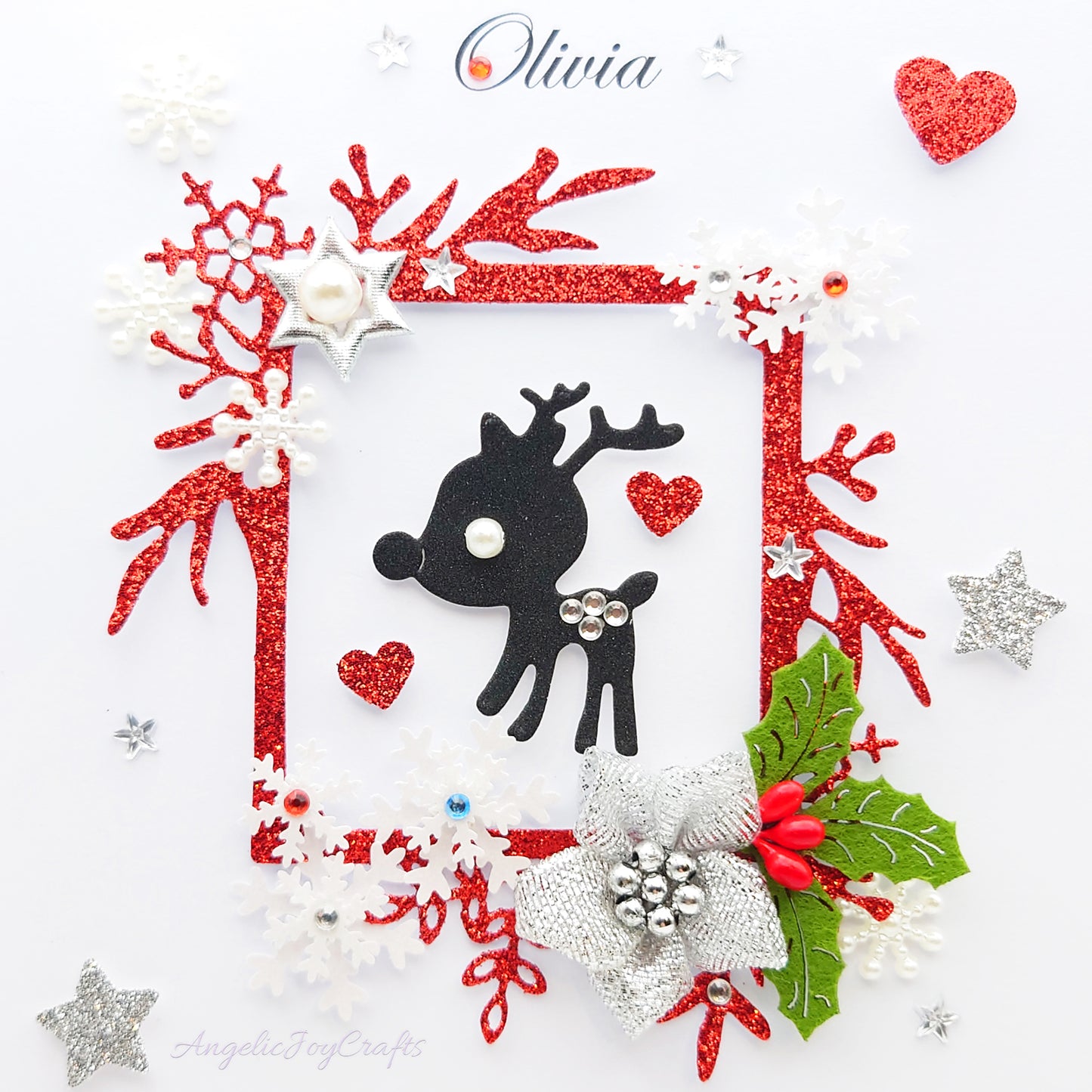 Handmade Personalised 3D Christmas Card with Baby Deer + Complimentary Gift Box | Christmas | Noel | New Year
