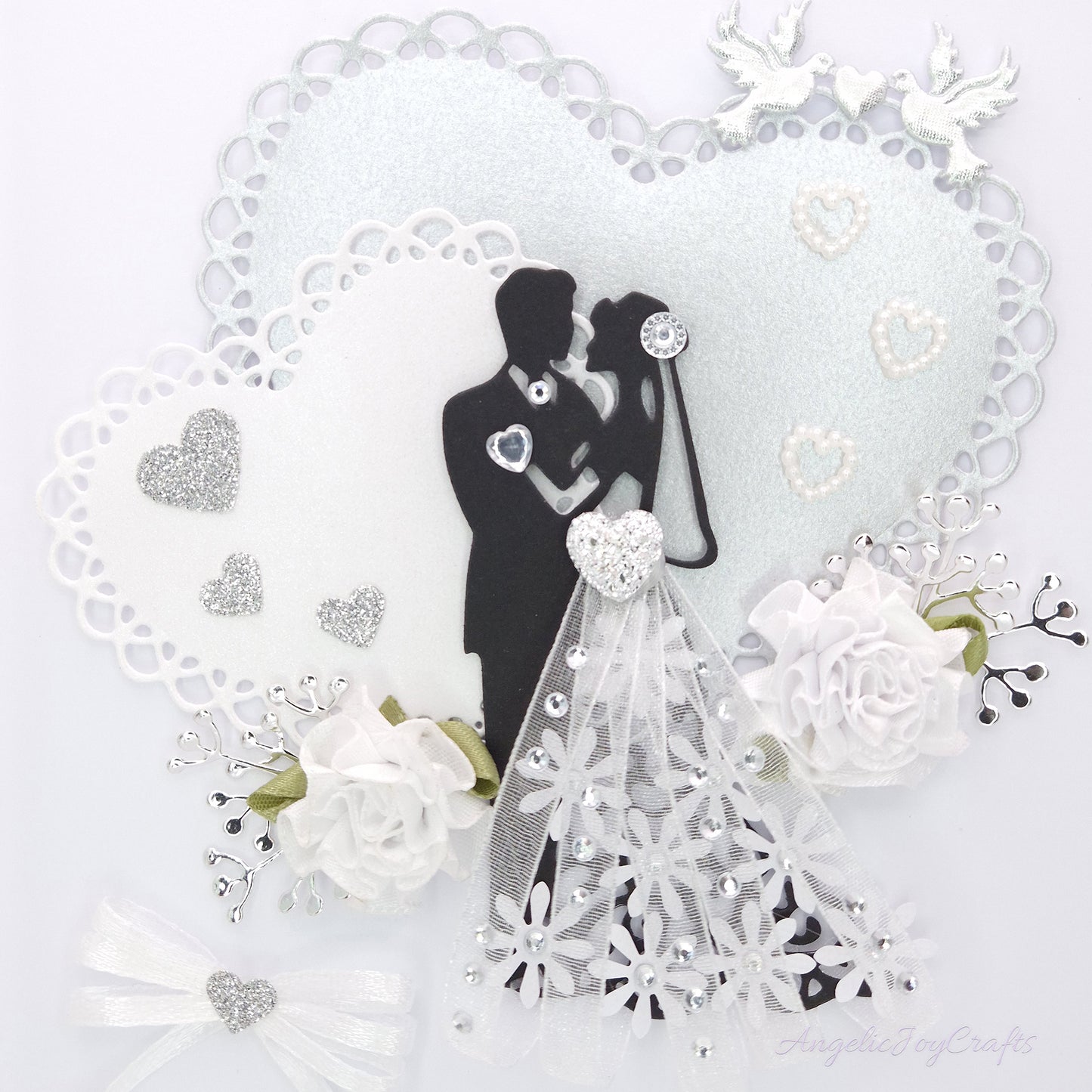 Handmade Personalised 3D Wedding Card with Floral Heart & Couple + Complimentary Gift Box | Anniversary | Wedding | Engagement