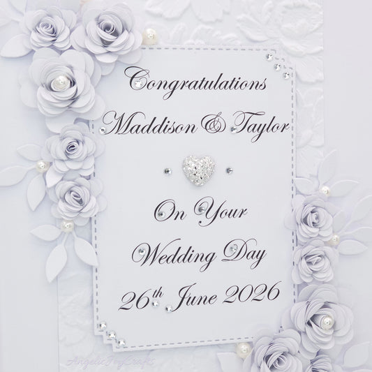 Handmade Personalised 3D Wedding Card with Floral Frame + Complimentary Gift Box | Anniversary | Wedding | Engagement