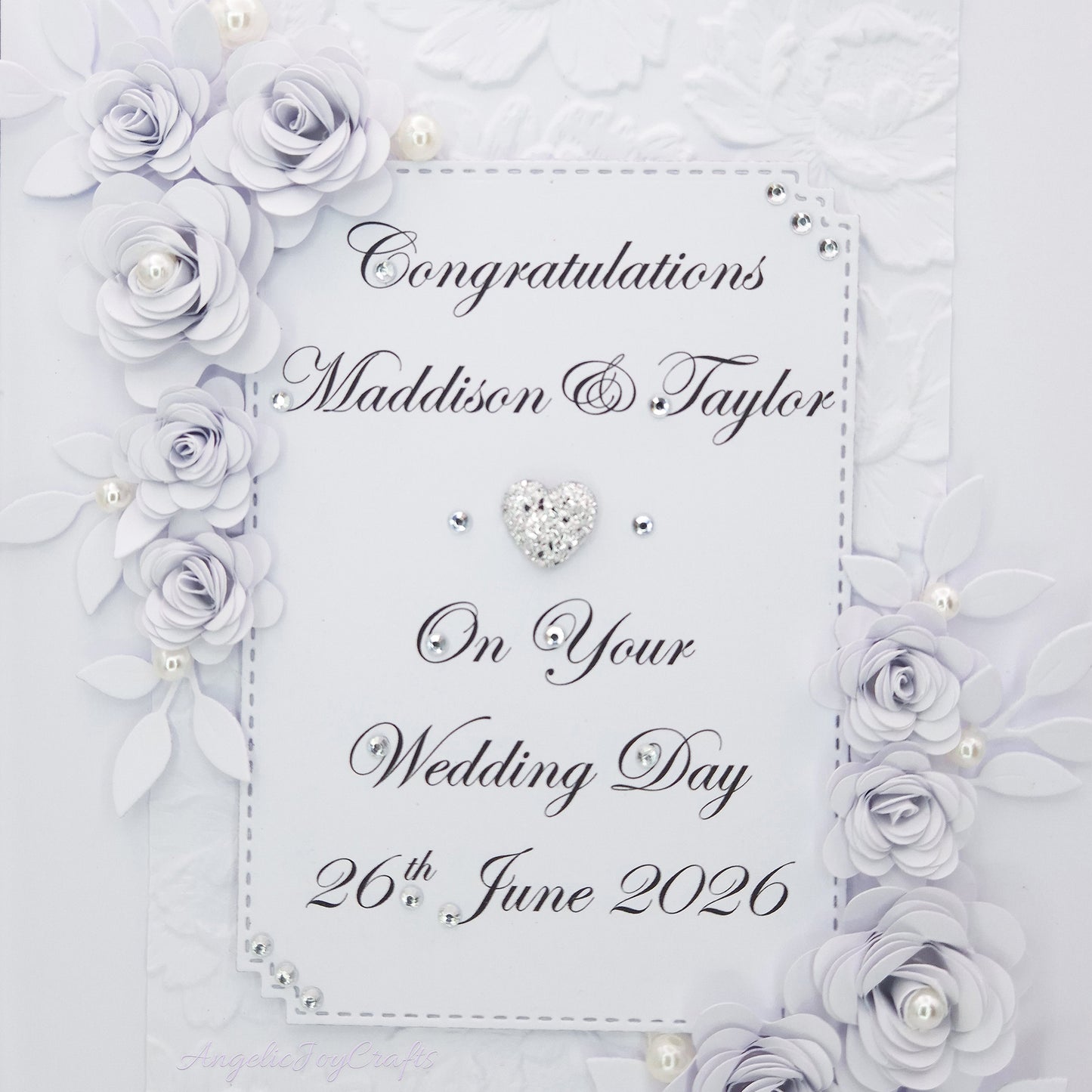 Handmade Personalised 3D Wedding Card with Floral Frame + Complimentary Gift Box | Anniversary | Wedding | Engagement
