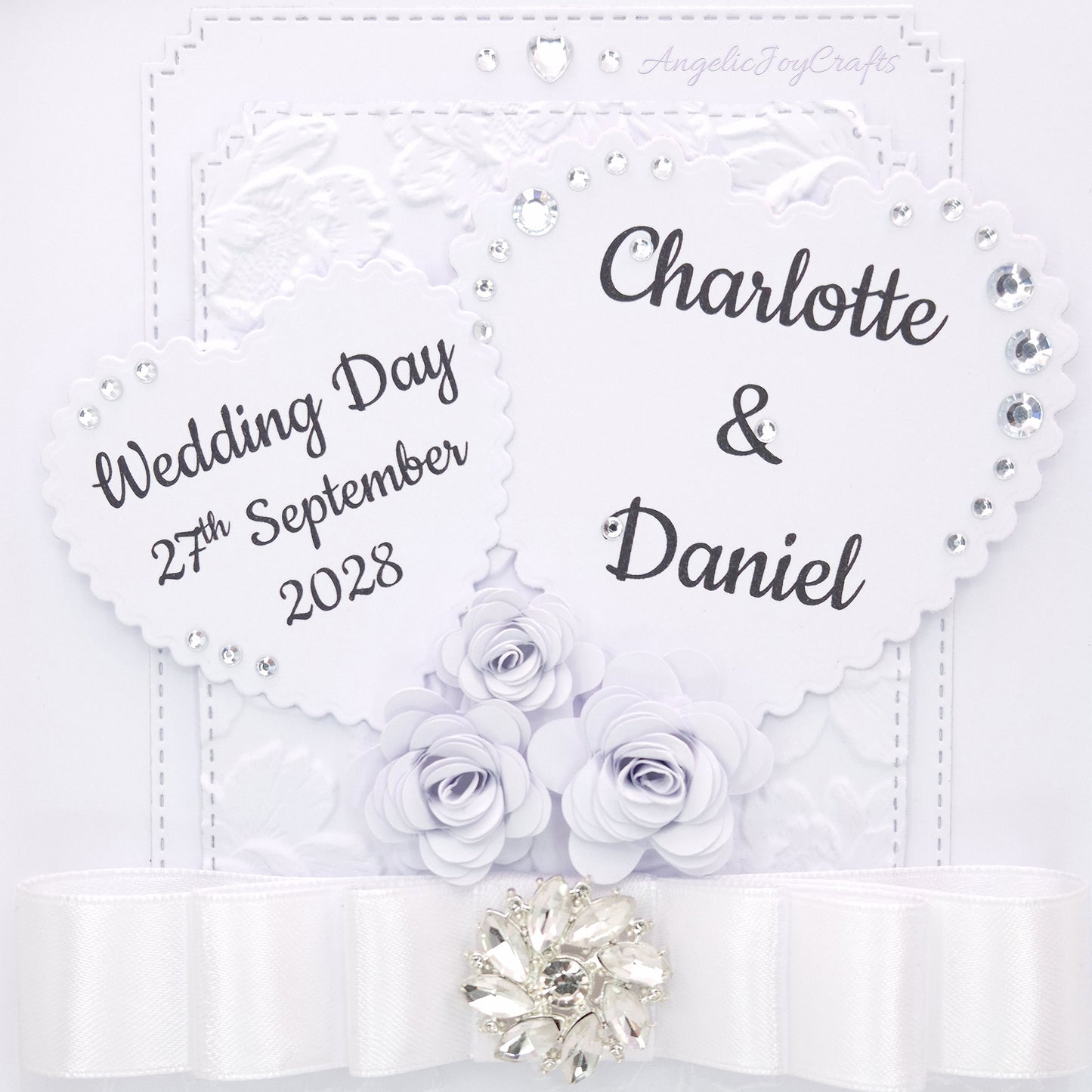Handmade Personalised 3D Wedding Card with Floral Arbour & Brooche Bow + Complimentary Gift Box | Anniversary | Wedding | Engagement