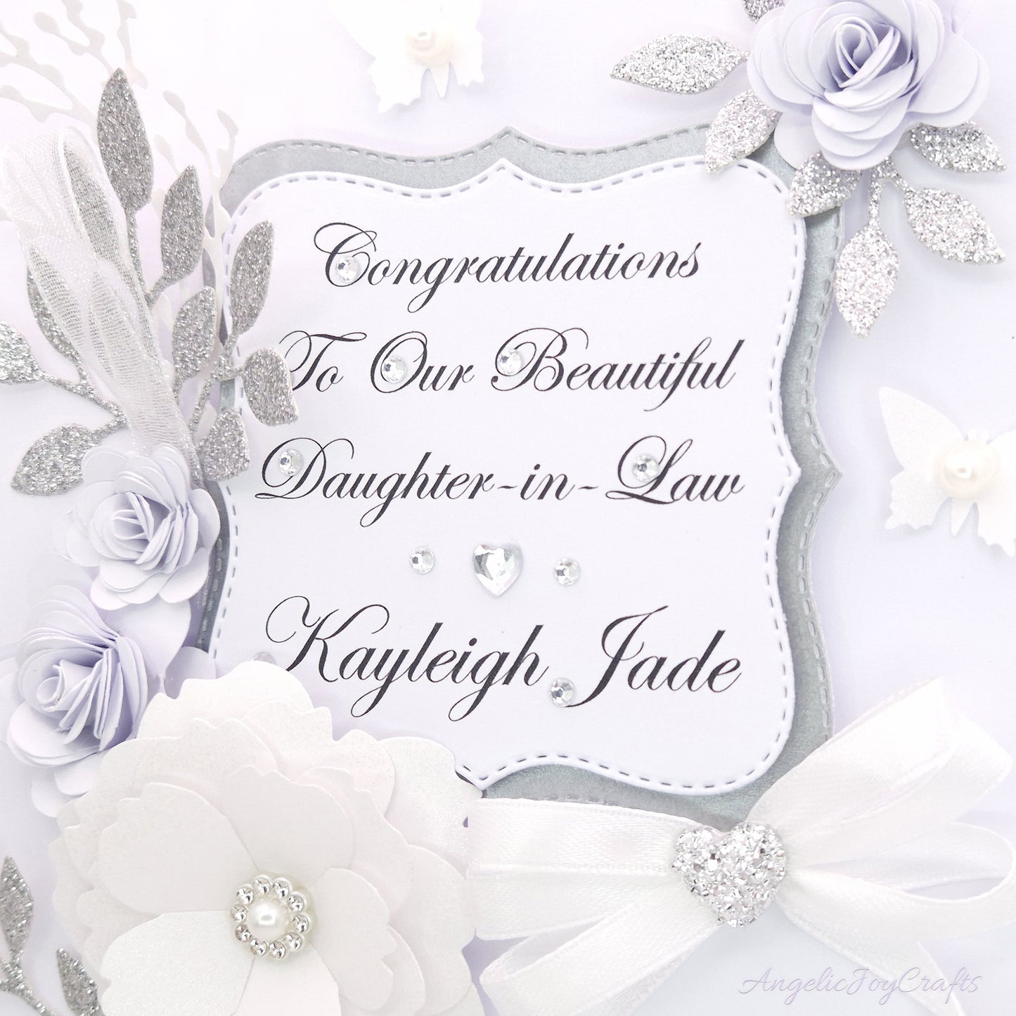 Handmade Personalised 3D Gold Birthday Card with Floral Frames & Bow + Complimentary Gift Box | Birthday | Mother's Day