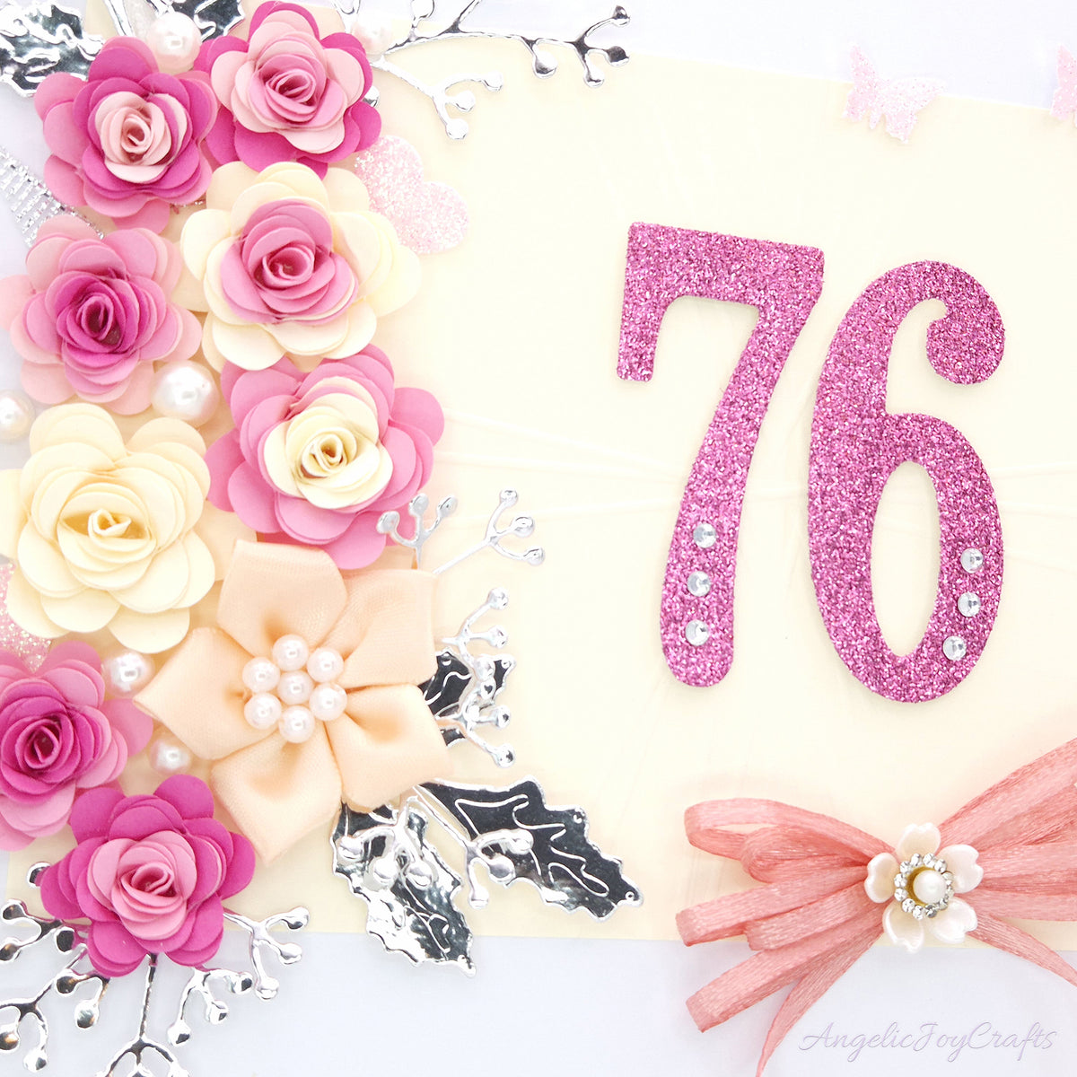 Handmade Personalised 3D Birthday Card with Flowers & Bow + Complimentary Gift Box | Birthday | Mother's Day | Anniversary | Wedding | Engagement