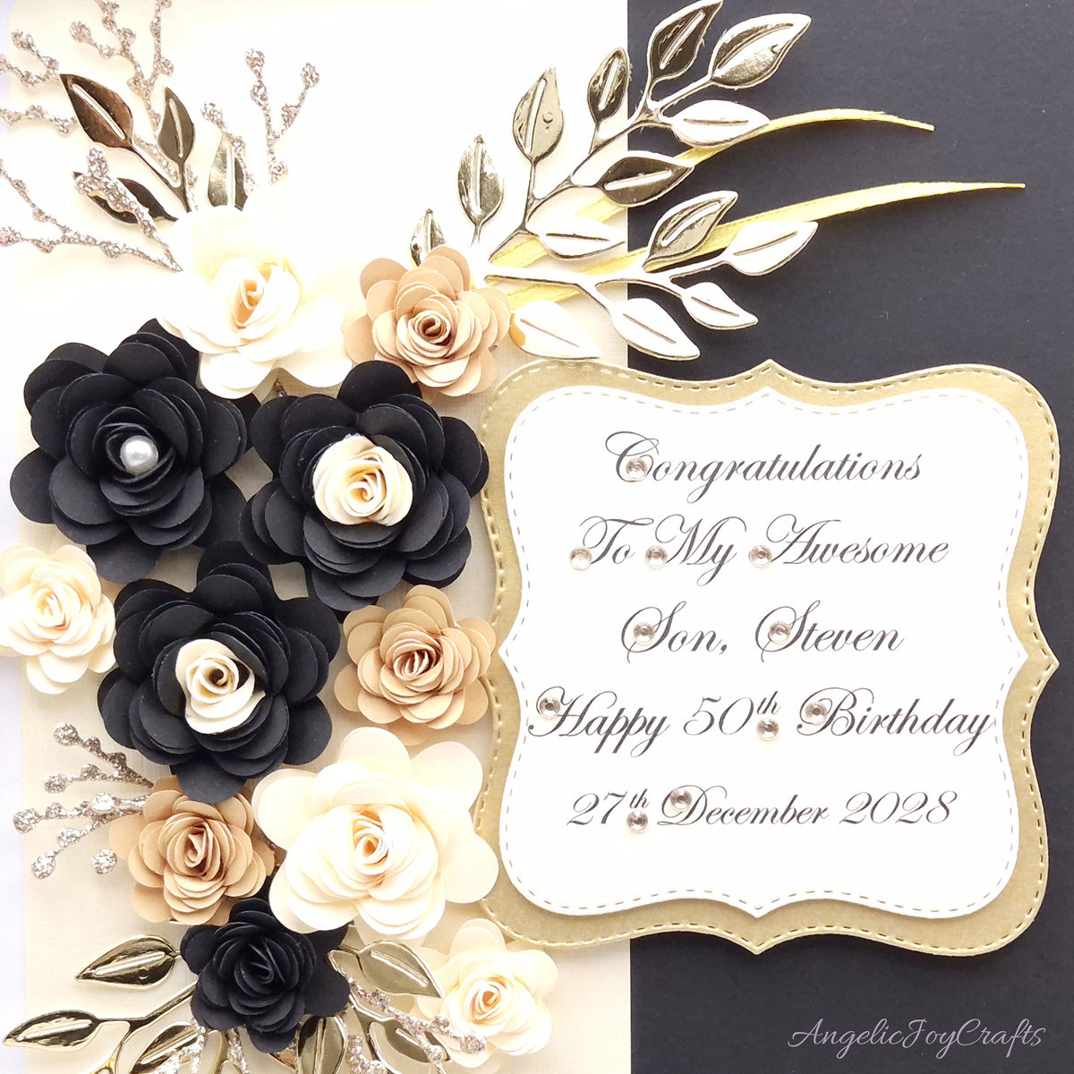 Handmade Personalised 3D Birthday for Him Card with Floral Lush & Bow + Complimentary Gift Box | Birthday | Birthday for Him