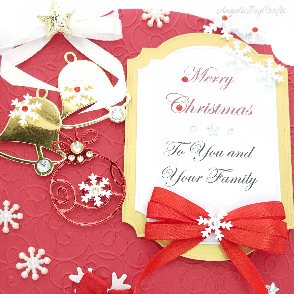 Handmade Personalised 3D Christmas Card with Bells & Snowflakes + Complimentary Gift Box | Christmas | Noel | New Year (Copy)
