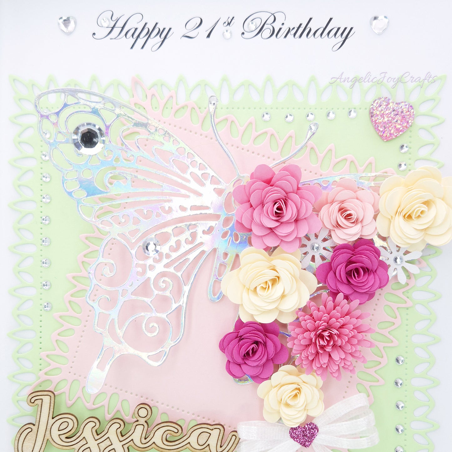 Handmade Personalised 3D Birthday Card with Flower Butterfly + Complimentary Gift Box | Birthday | Mother's Day