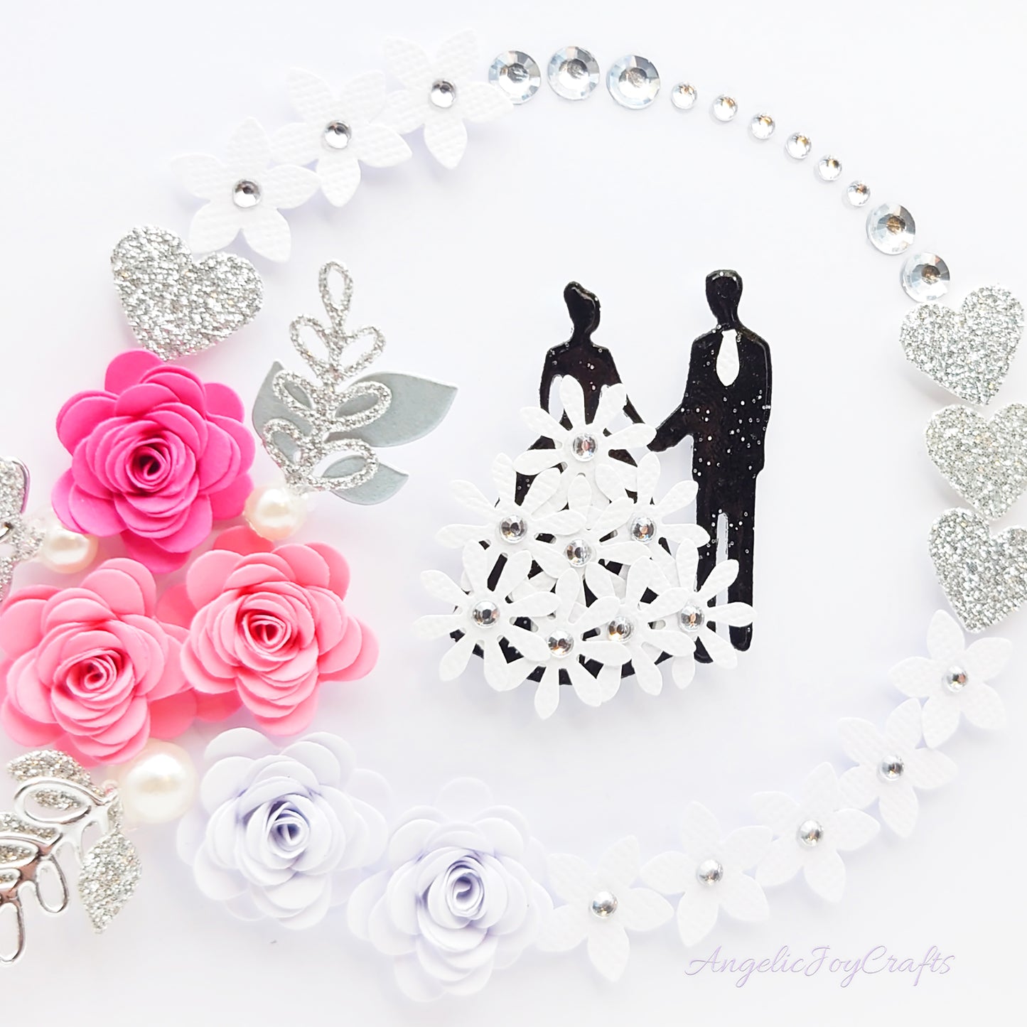 Handmade Personalised 3D Anniversary Card with Floral Frame & Couple + Complimentary Gift Box | Anniversary | Wedding | Engagement