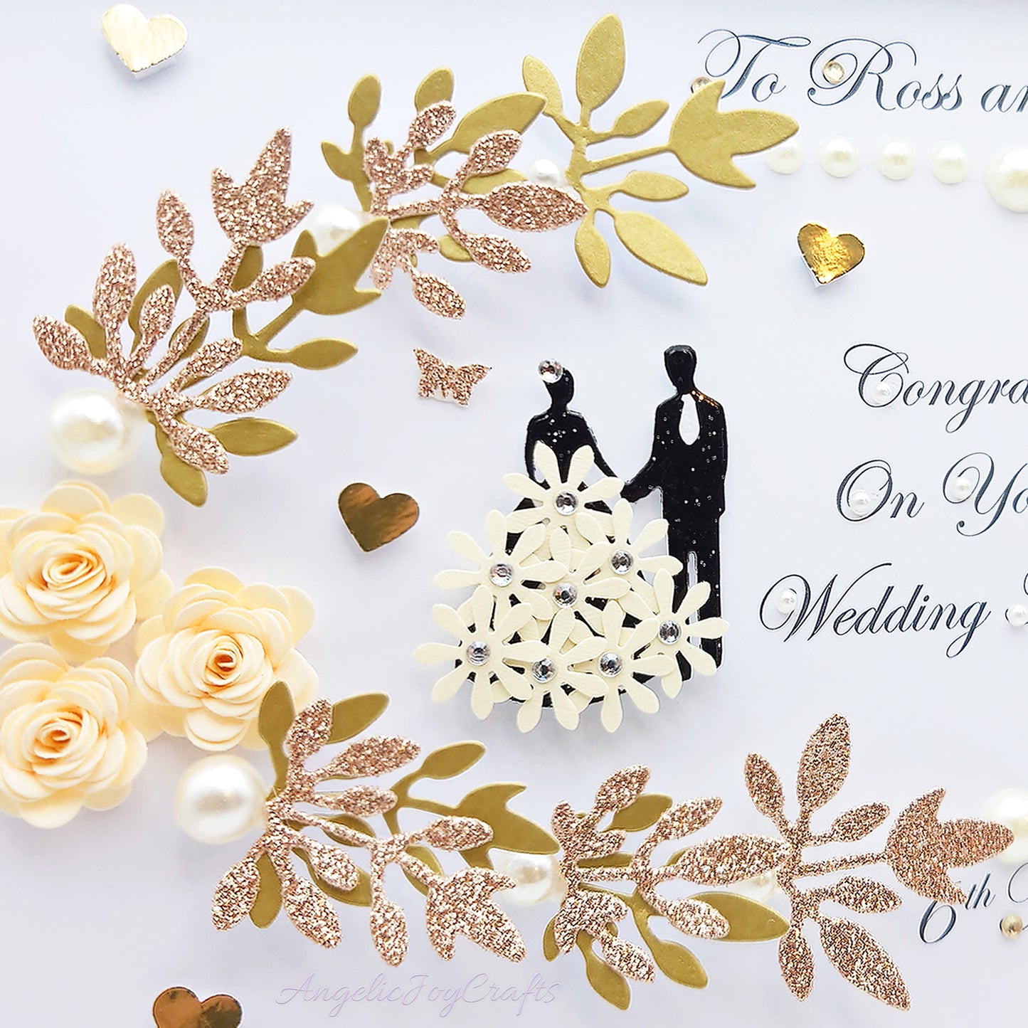 Handmade Personalised 3D Anniversary Card with Couple & Floral Branches + Complimentary Gift Box | Anniversary | Wedding | Engagement