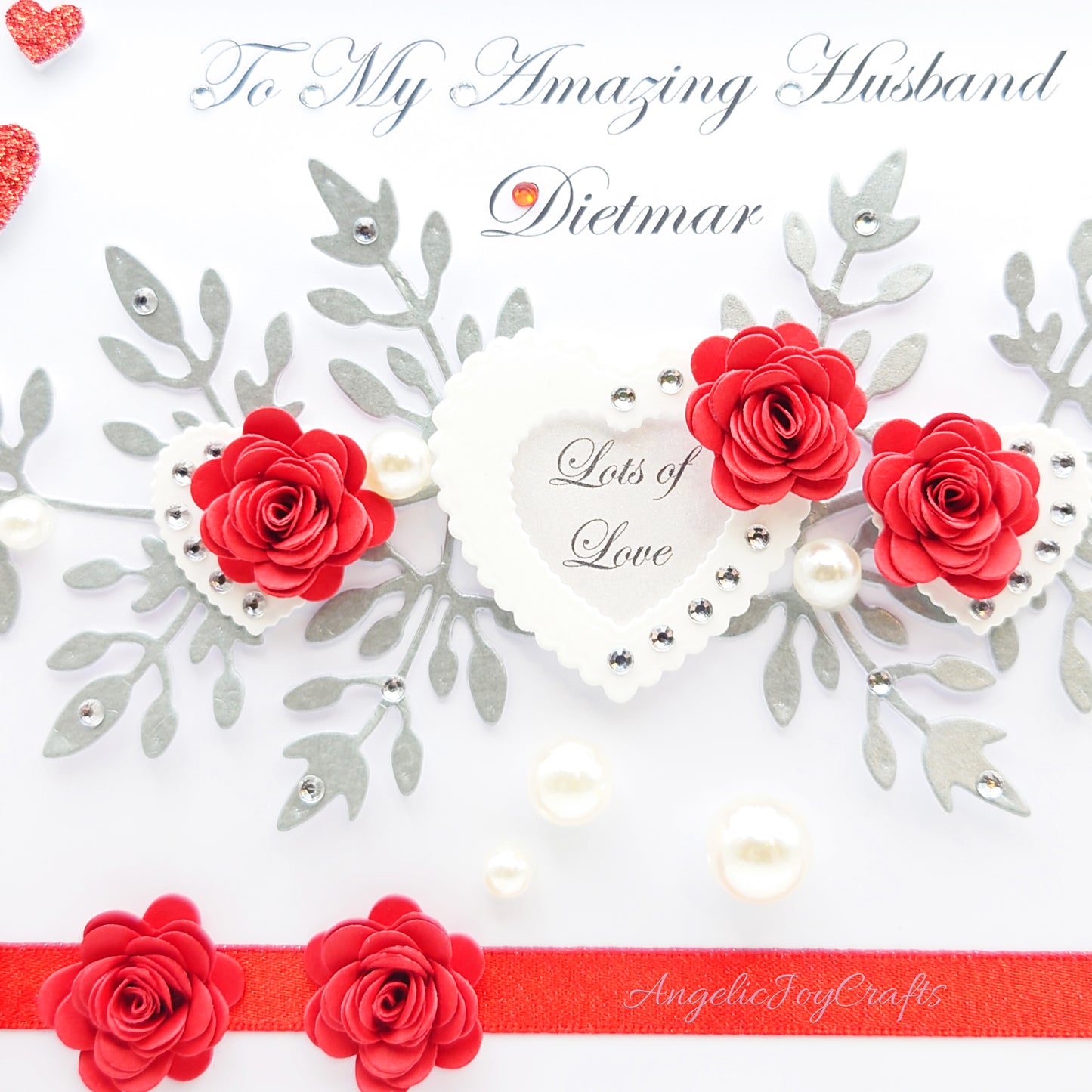 Handmade Personalised 3D Valentine's Day Card with Floral Hearts & Flowers + Complimentary Gift Box | Valentine's Day | Birthday | Mother's Day | Anniversary | Wedding | Engagement