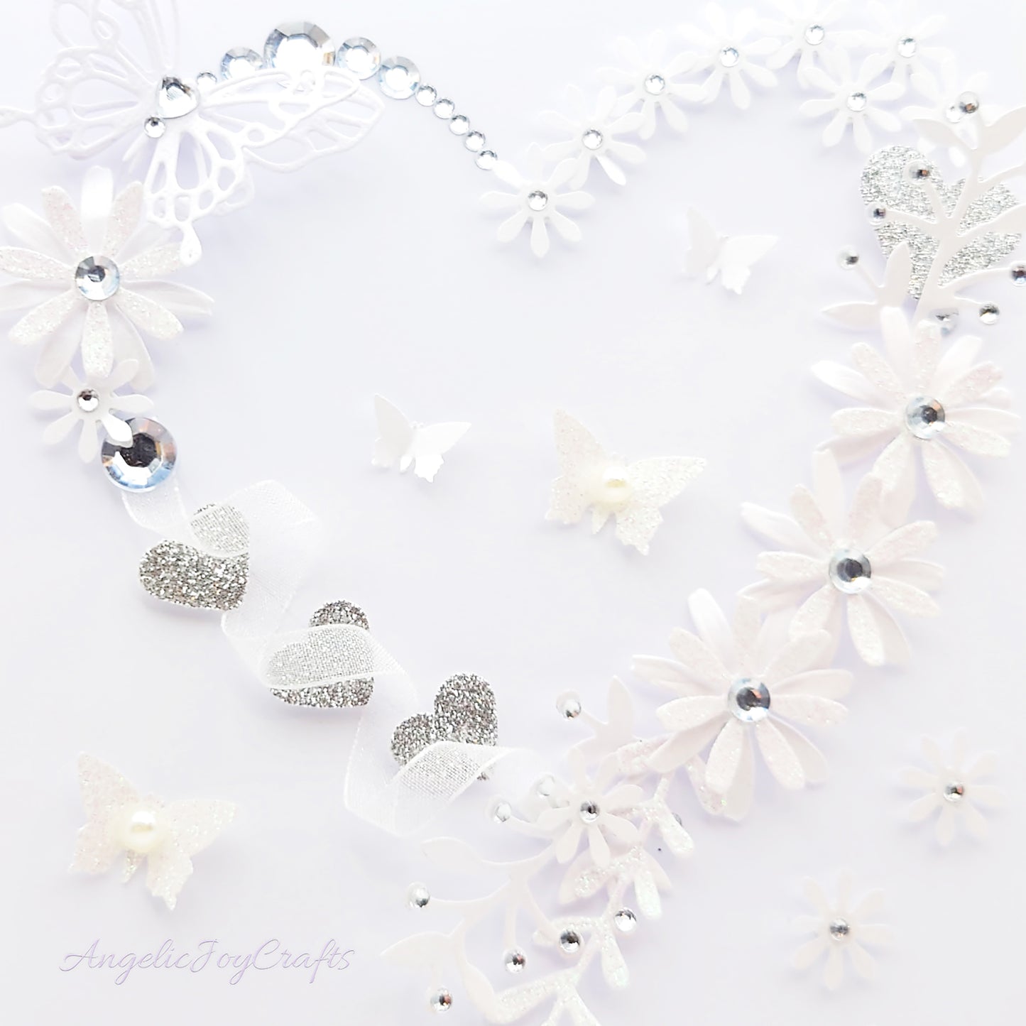 Handmade Personalised 3D Wedding Card with Floral Heart & Butterflies + Complimentary Gift Box | Anniversary | Wedding | Engagement