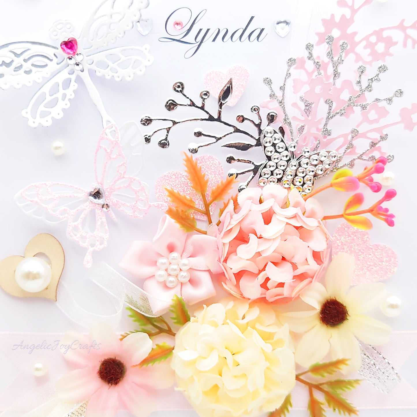 Handmade Personalised 3D Birthday Card with Spring Bouquet & Hearts + Complimentary Gift Box | Birthday | Mother's Day