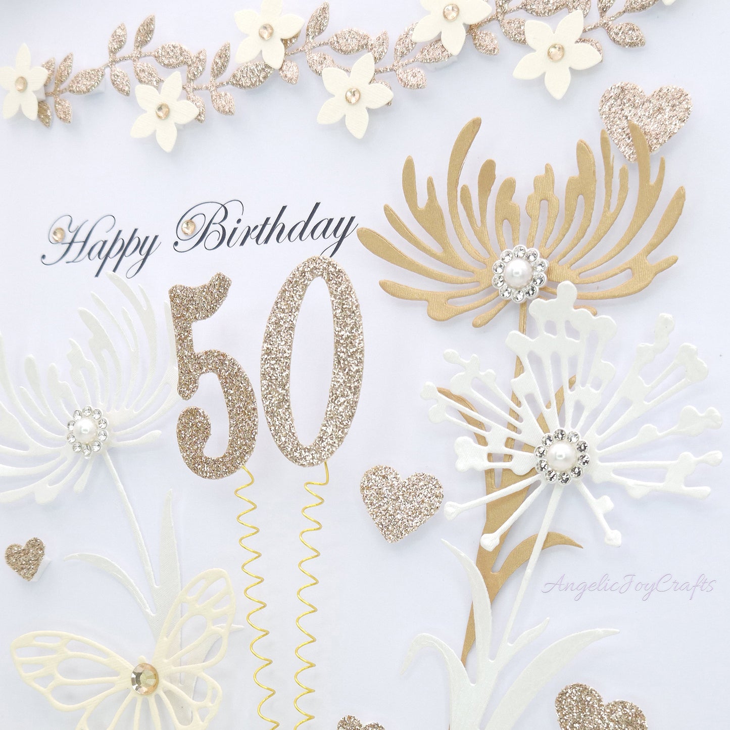 Handmade Personalised 3D Birthday Card with Flowers & Brooch Bow + Complimentary Gift Box | Birthday | Mother's Day