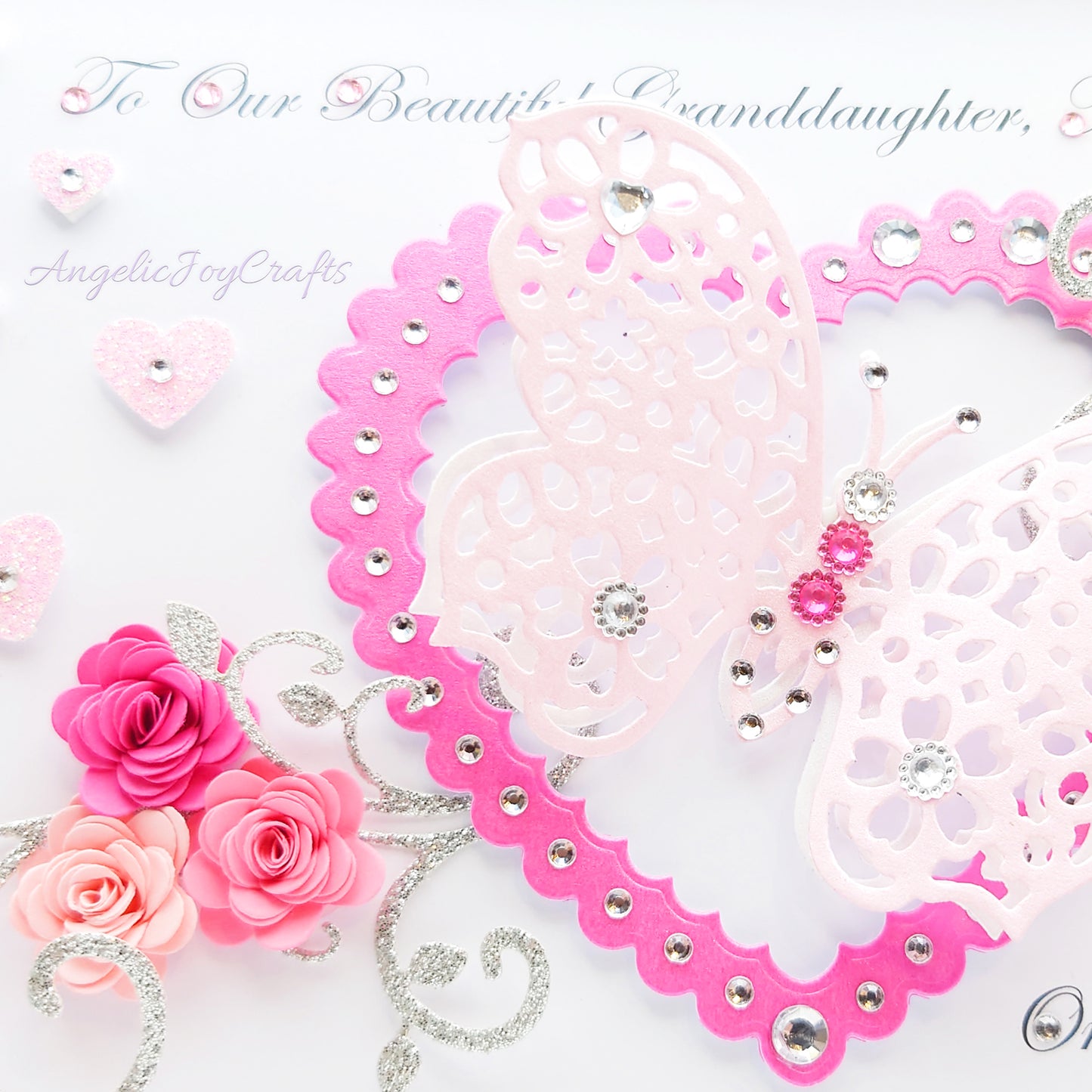 Handmade Personalised 3D Birthday Card with Ornate Butterfly & Hearts + Complimentary Gift Box | Birthday | Mother's Day