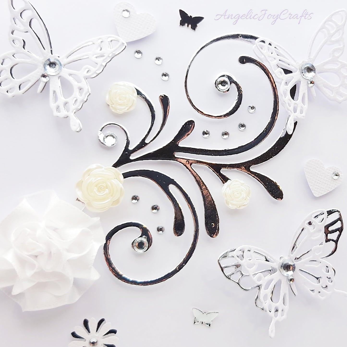 Handmade Personalised 3D Gold Anniversary Card with Floral Swirl & Butterflies + Complimentary Gift Box | Anniversary | Wedding | Engagement | Birthday | Mother's Day