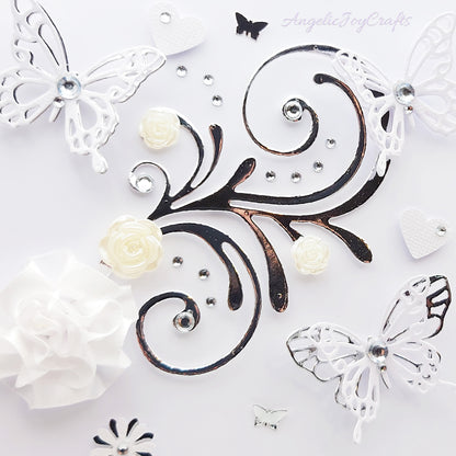 Handmade Personalised 3D Gold Anniversary Card with Floral Swirl & Butterflies + Complimentary Gift Box | Anniversary | Wedding | Engagement | Birthday | Mother's Day