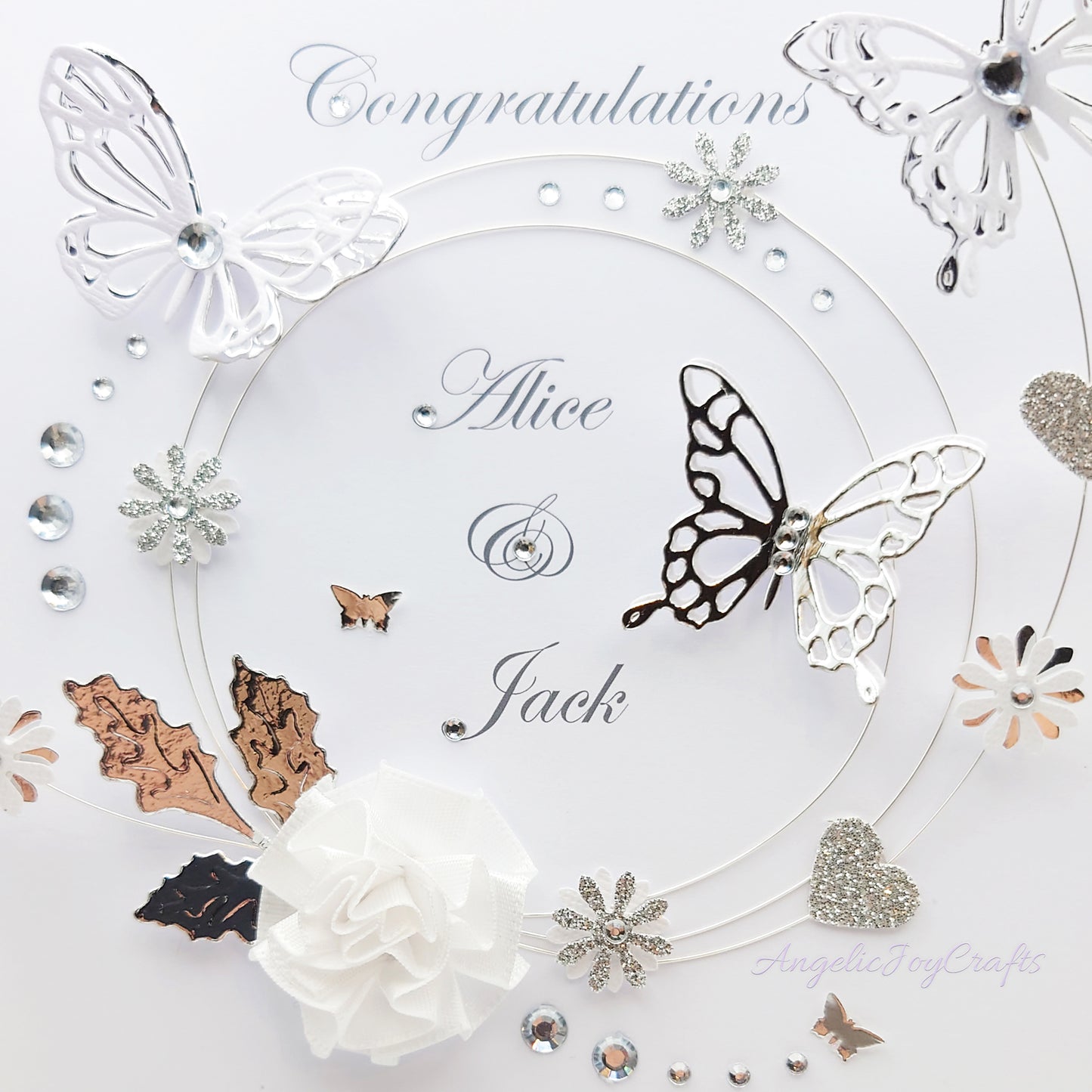 Handmade Personalised 3D Wedding Card with Floral Spiral & Butterflies + Complimentary Gift Box | Anniversary | Wedding | Engagement