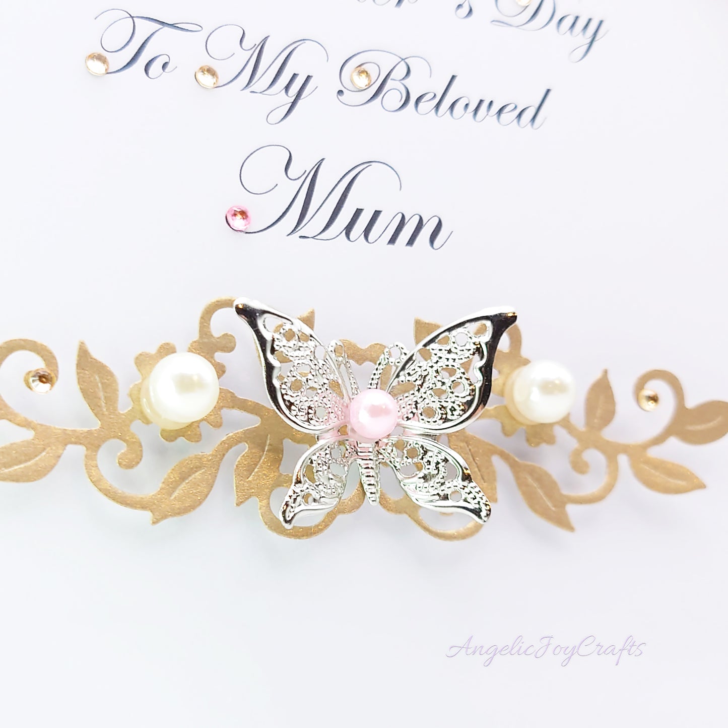 Handmade Personalised 3D Mother's Day Card with Flowers & Metallic Butterfly + Complimentary Gift Box | Birthday | Mother's Day