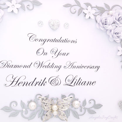 Handmade Personalised 3D Wedding Card with Flowers & Metallic Butterfly + Complimentary Gift Box | Anniversary | Wedding | Engagement