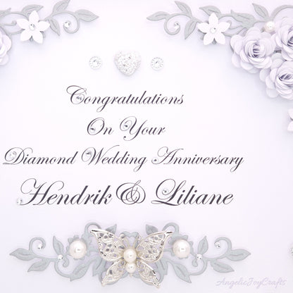 Handmade Personalised 3D Wedding Card with Flowers & Metallic Butterfly + Complimentary Gift Box | Anniversary | Wedding | Engagement