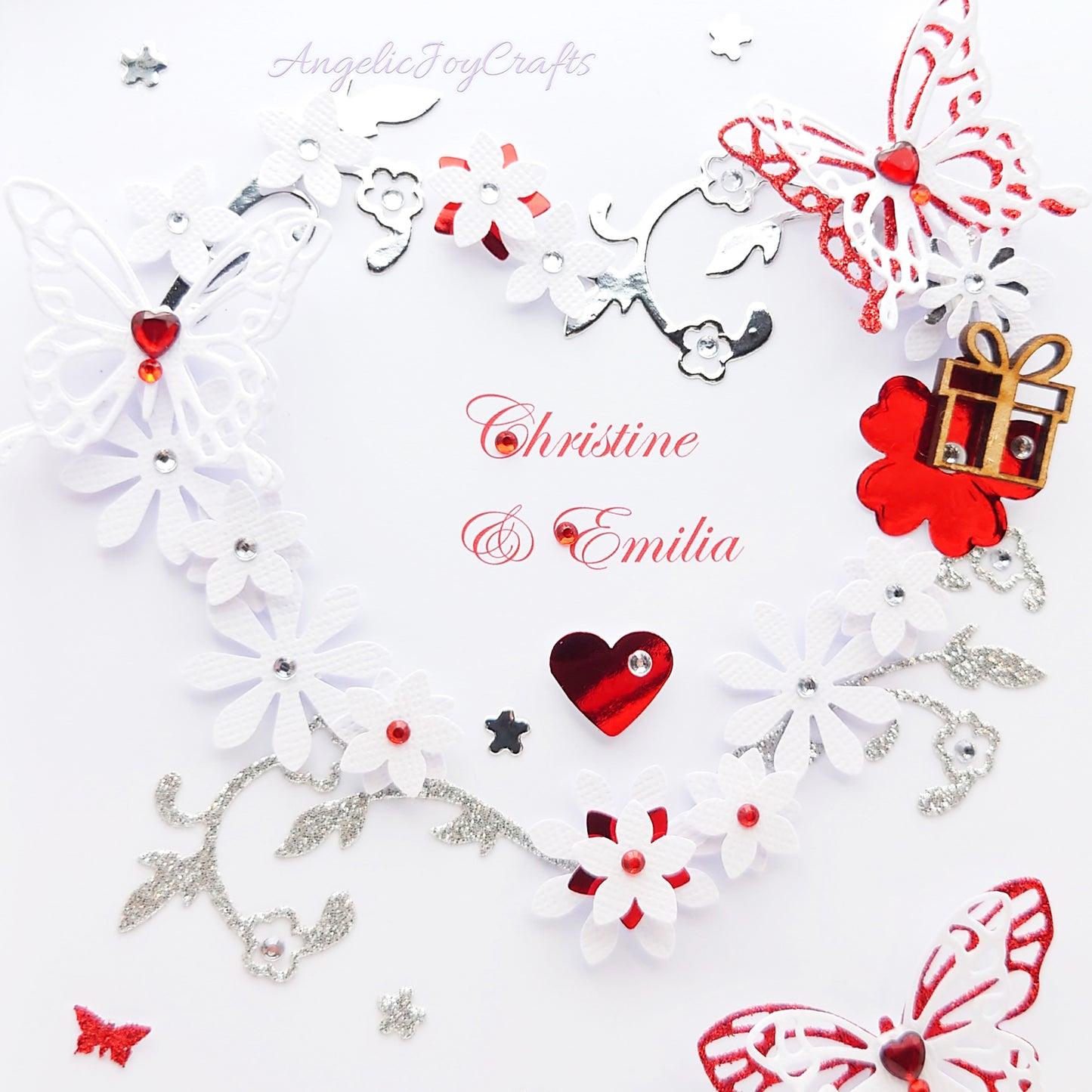 Handmade Personalised 3D Valentine's Day Card with Ornate Heart & Butterflies + Complimentary Gift Box | Valentine's Day | Birthday | Mother's Day