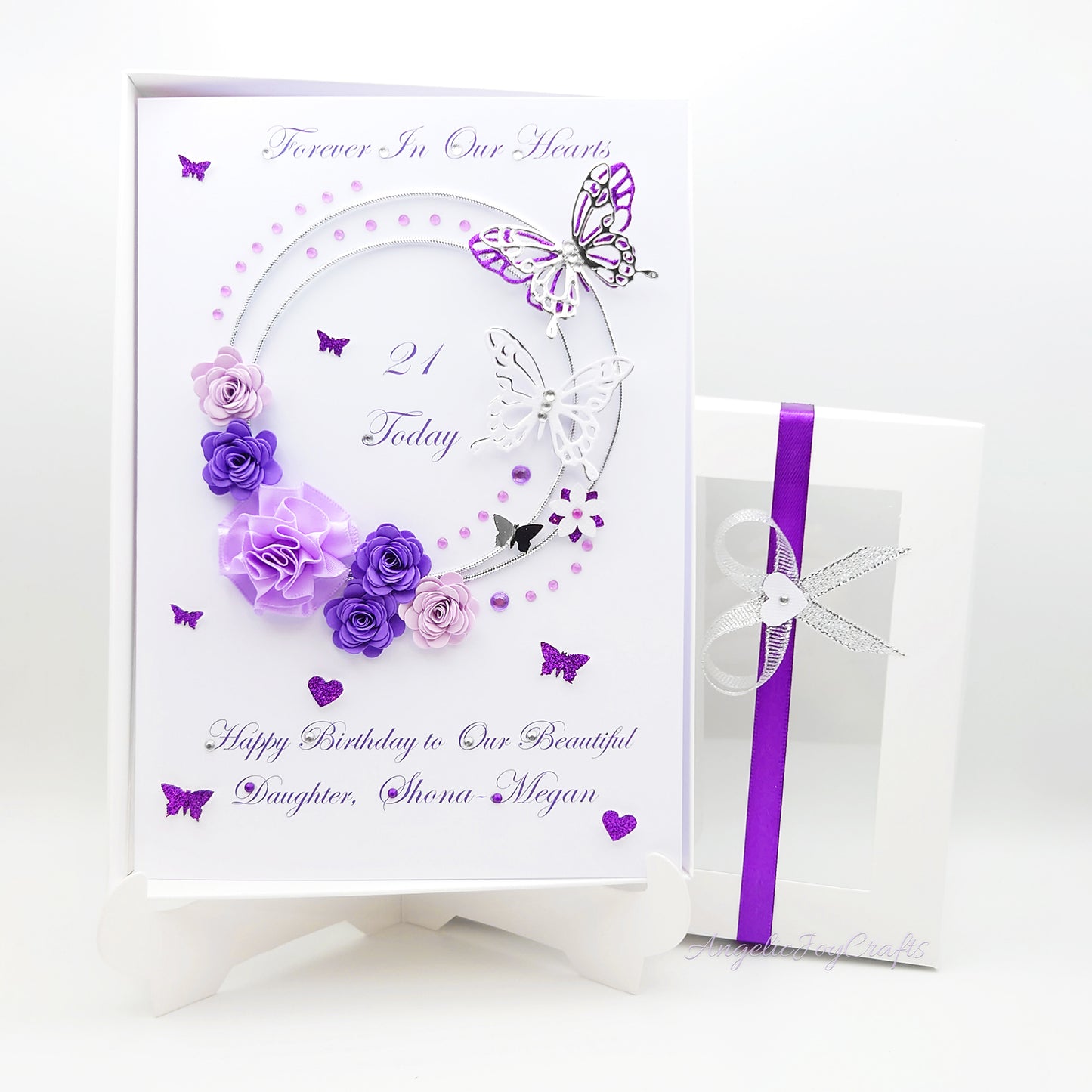 Handmade Personalised 3D Birthday Card with Floral Circle & Butterflies + Complimentary Gift Box | Birthday | Mother's Day