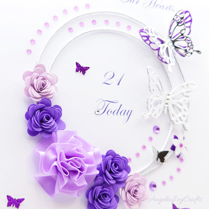 Handmade Personalised 3D Birthday Card with Floral Circle & Butterflies + Complimentary Gift Box | Birthday | Mother's Day