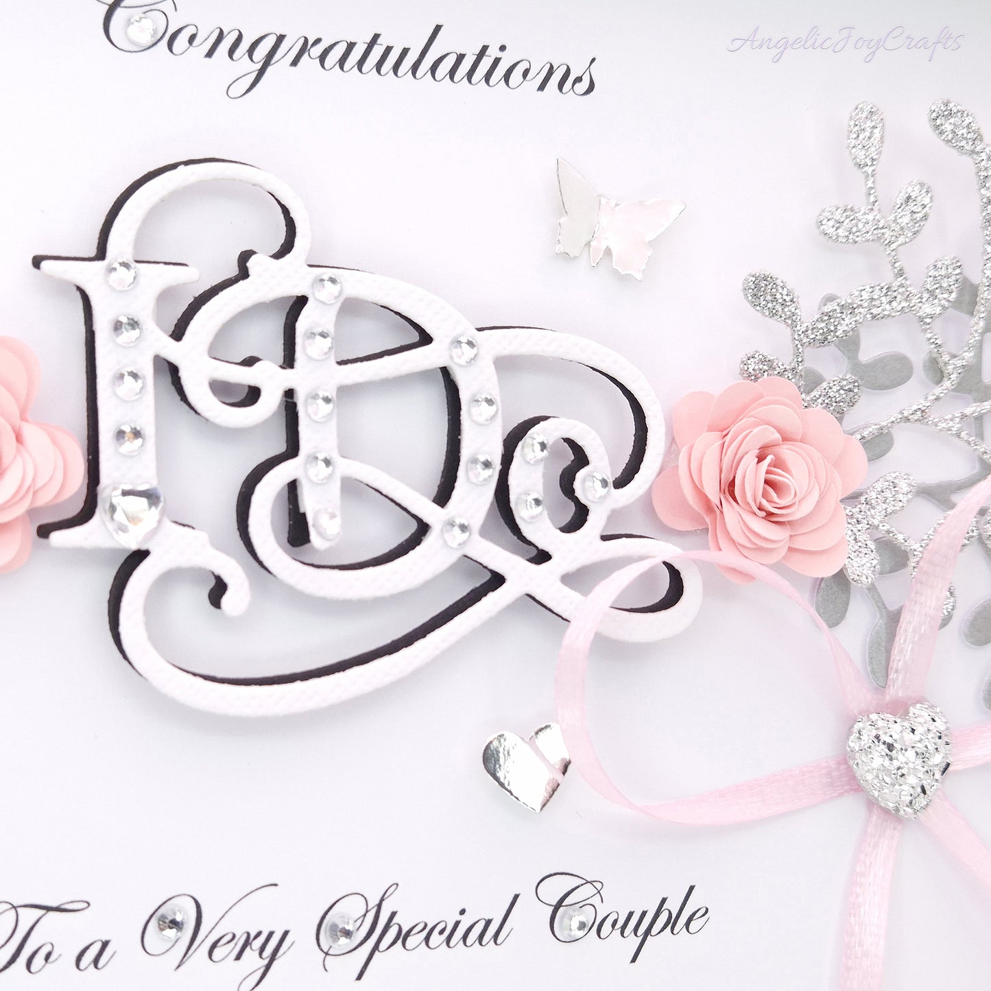 Handmade Personalised 3D Wedding Card with Floral Branches & I Do + Complimentary Gift Box | Anniversary | Wedding | Engagement