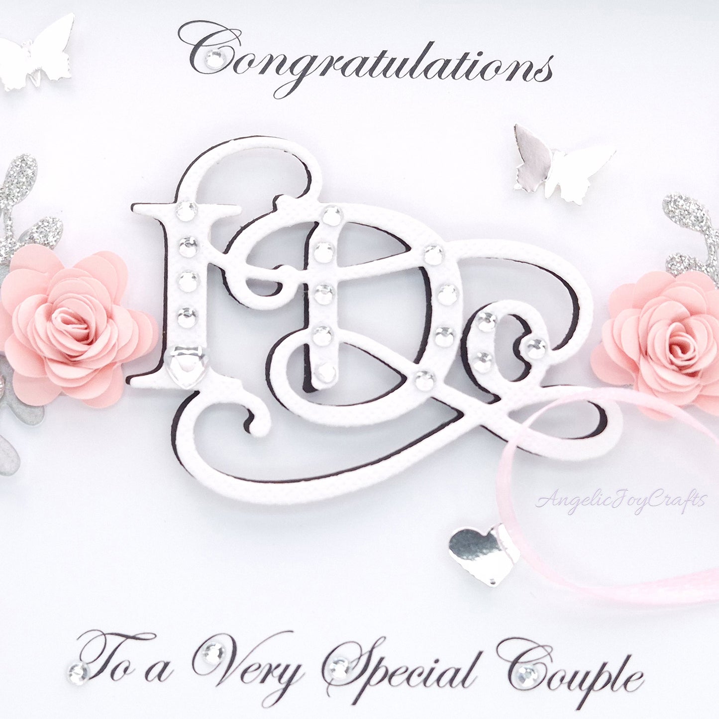 Handmade Personalised 3D Wedding Card with Floral Branches & I Do + Complimentary Gift Box | Anniversary | Wedding | Engagement