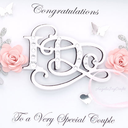 Handmade Personalised 3D Wedding Card with Floral Branches & I Do + Complimentary Gift Box | Anniversary | Wedding | Engagement