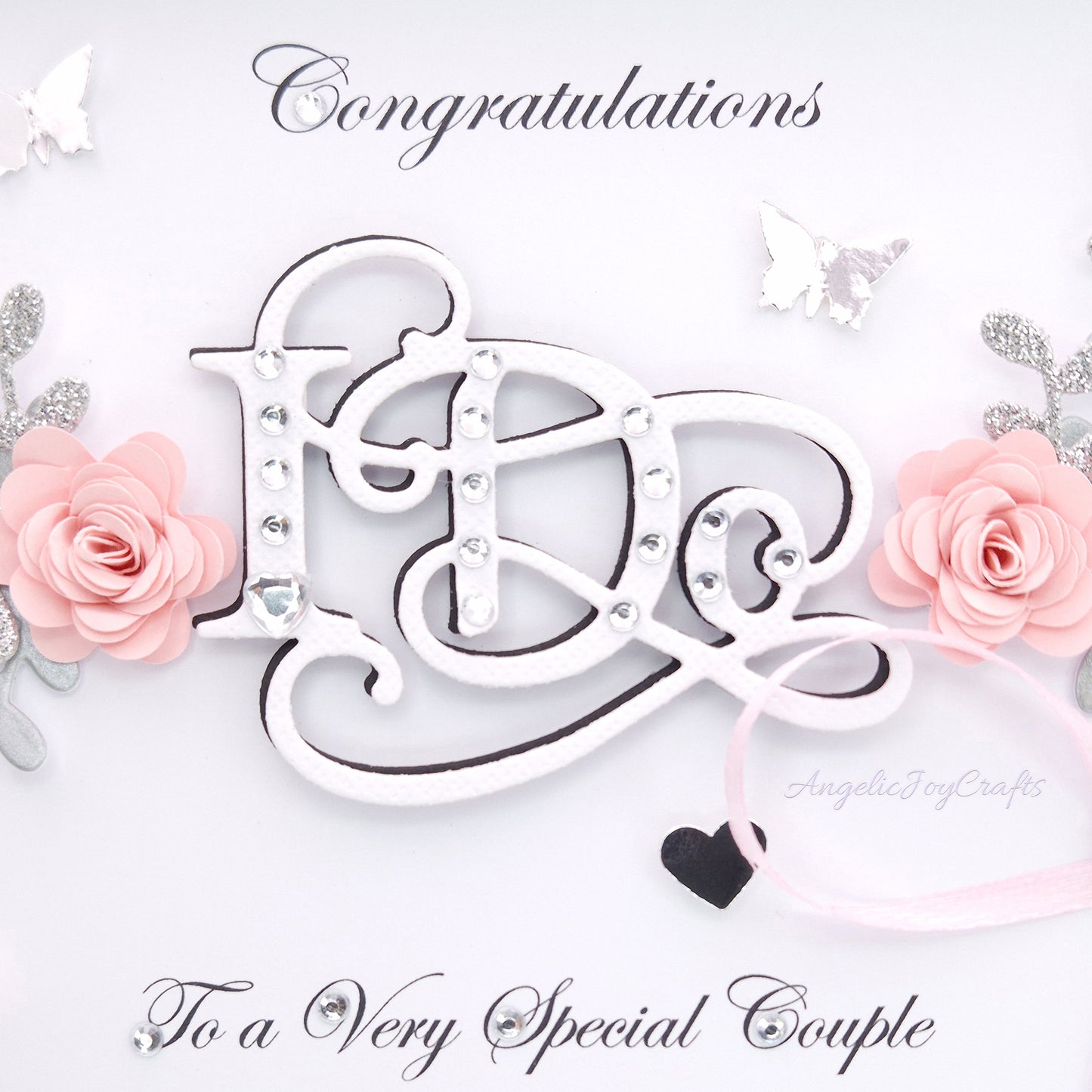 Handmade Personalised 3D Wedding Card with Floral Branches & I Do + Complimentary Gift Box | Anniversary | Wedding | Engagement