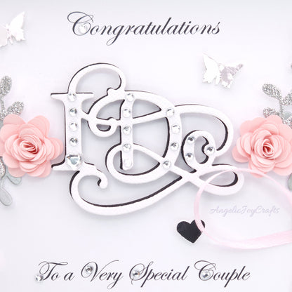 Handmade Personalised 3D Wedding Card with Floral Branches & I Do + Complimentary Gift Box | Anniversary | Wedding | Engagement