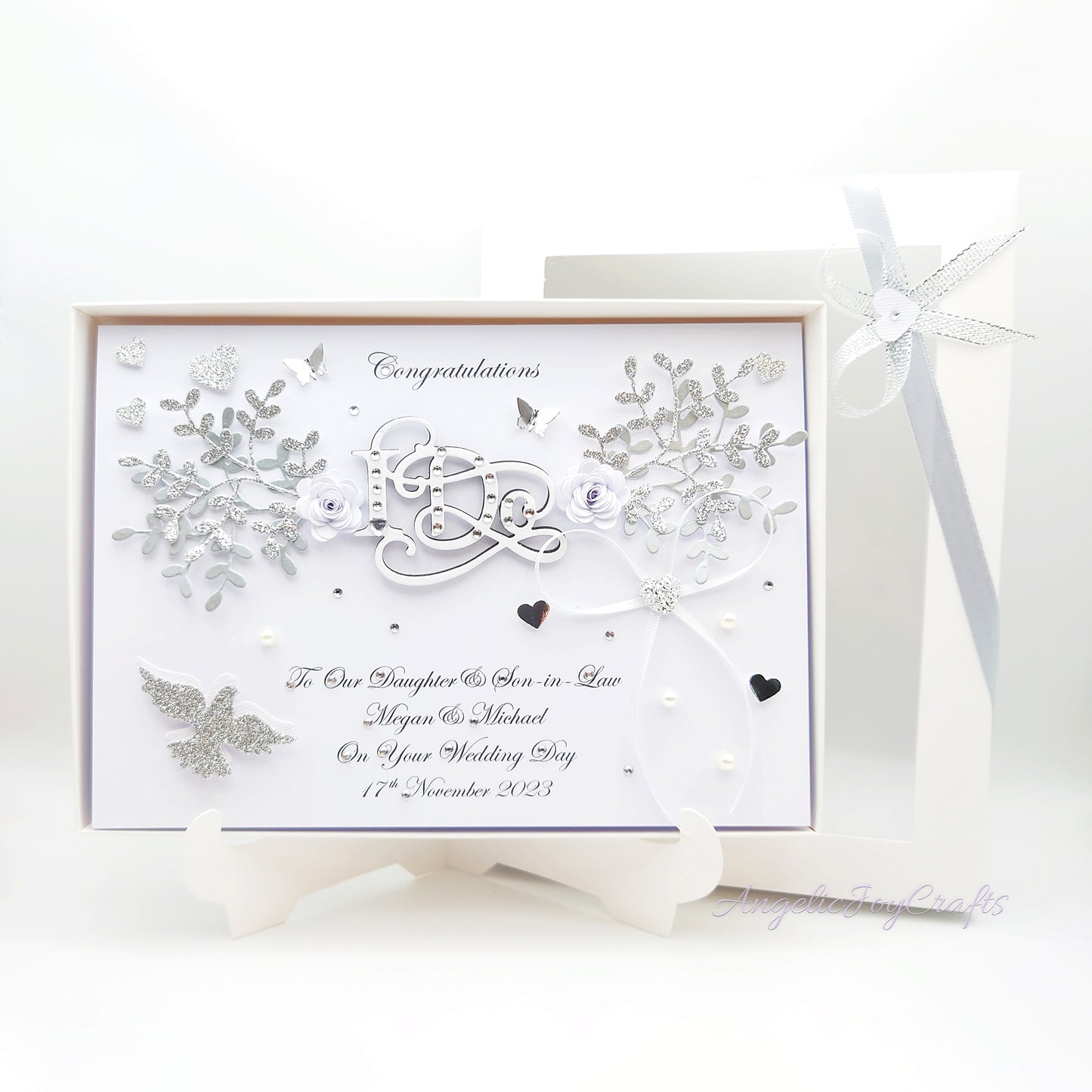 Handmade Personalised 3D Wedding Card with Floral Branches & I Do + Complimentary Gift Box | Anniversary | Wedding | Engagement
