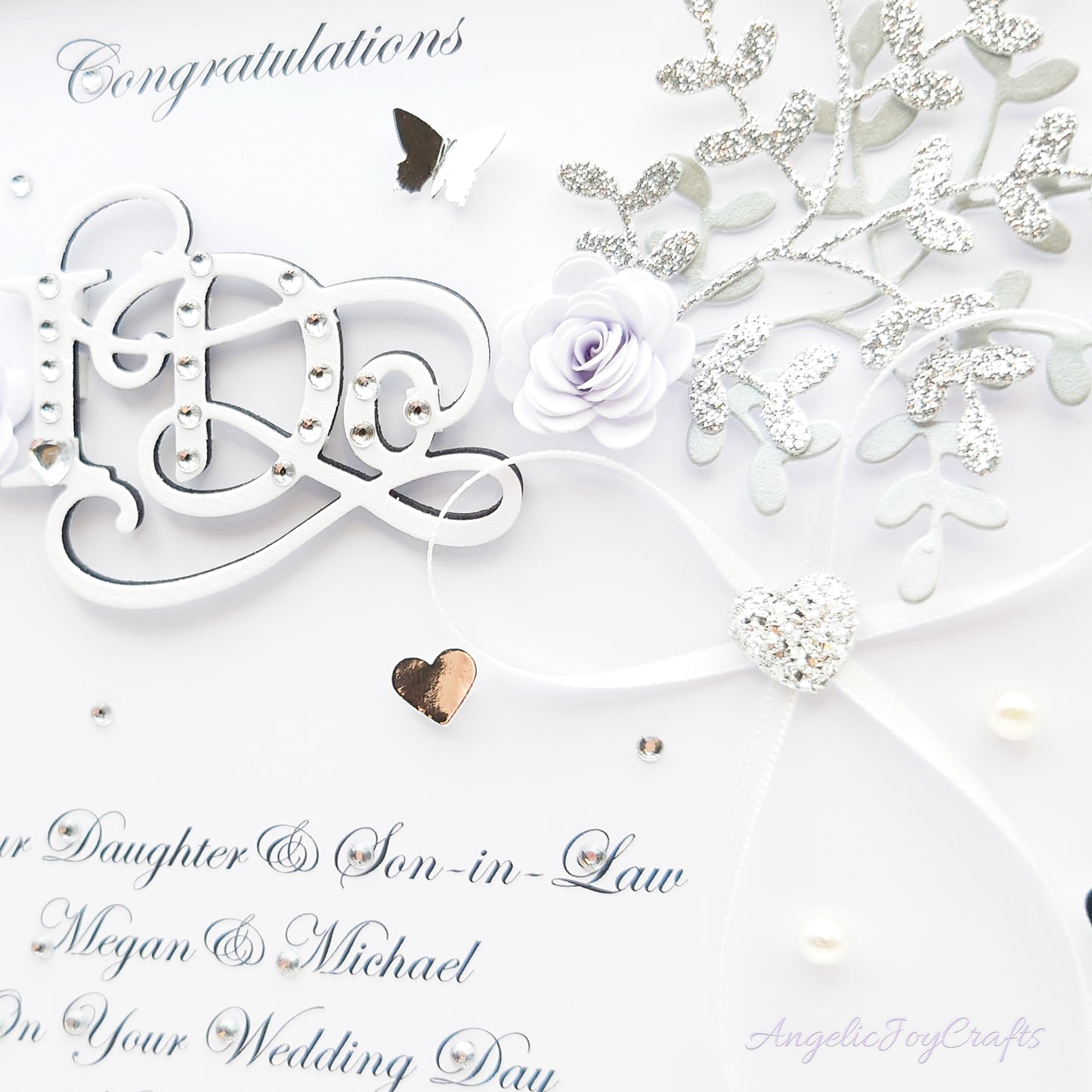 Handmade Personalised 3D Wedding Card with Floral Branches & I Do + Complimentary Gift Box | Anniversary | Wedding | Engagement