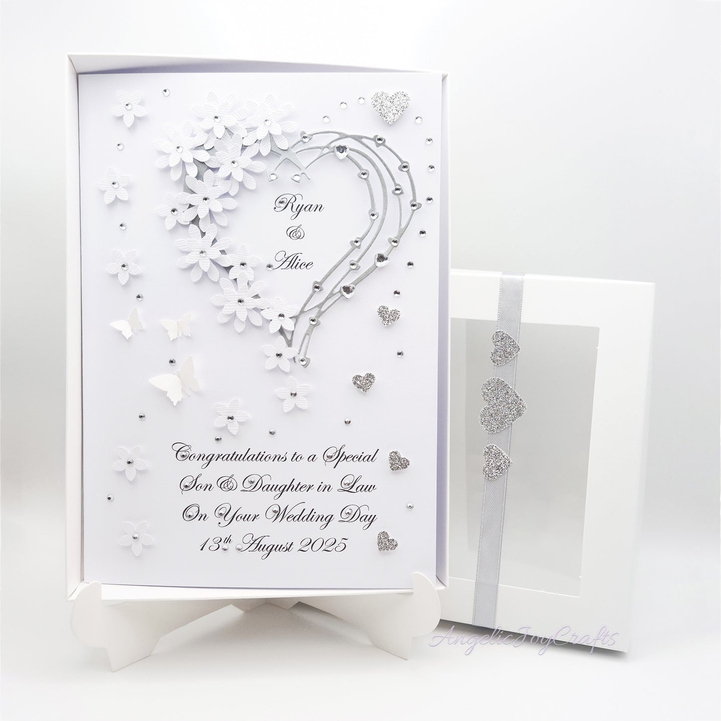 Handmade Personalised 3D Engagement Card with Floral Heart + Complimentary Gift Box | Anniversary | Wedding | Engagement