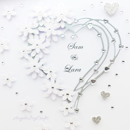 Handmade Personalised 3D Engagement Card with Floral Heart + Complimentary Gift Box | Anniversary | Wedding | Engagement