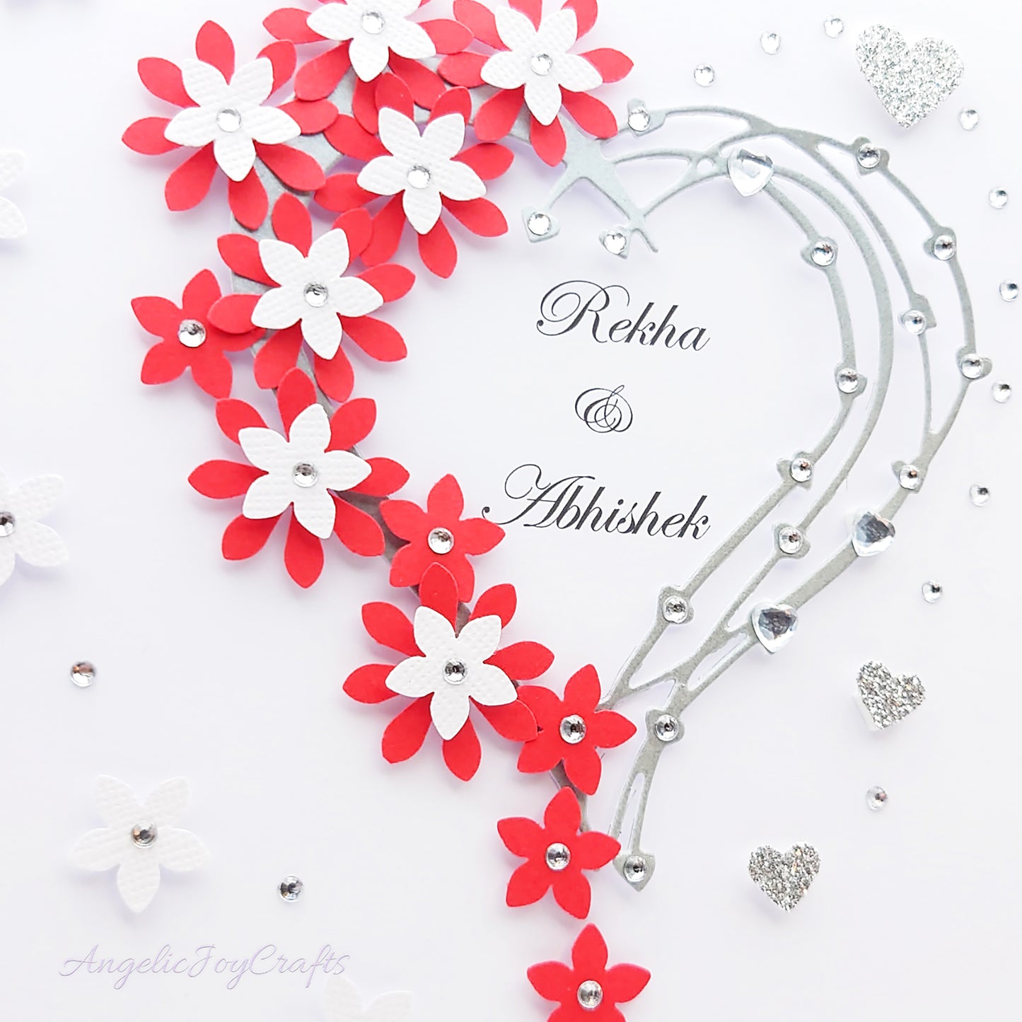 Handmade Personalised 3D Engagement Card with Floral Heart + Complimentary Gift Box | Anniversary | Wedding | Engagement