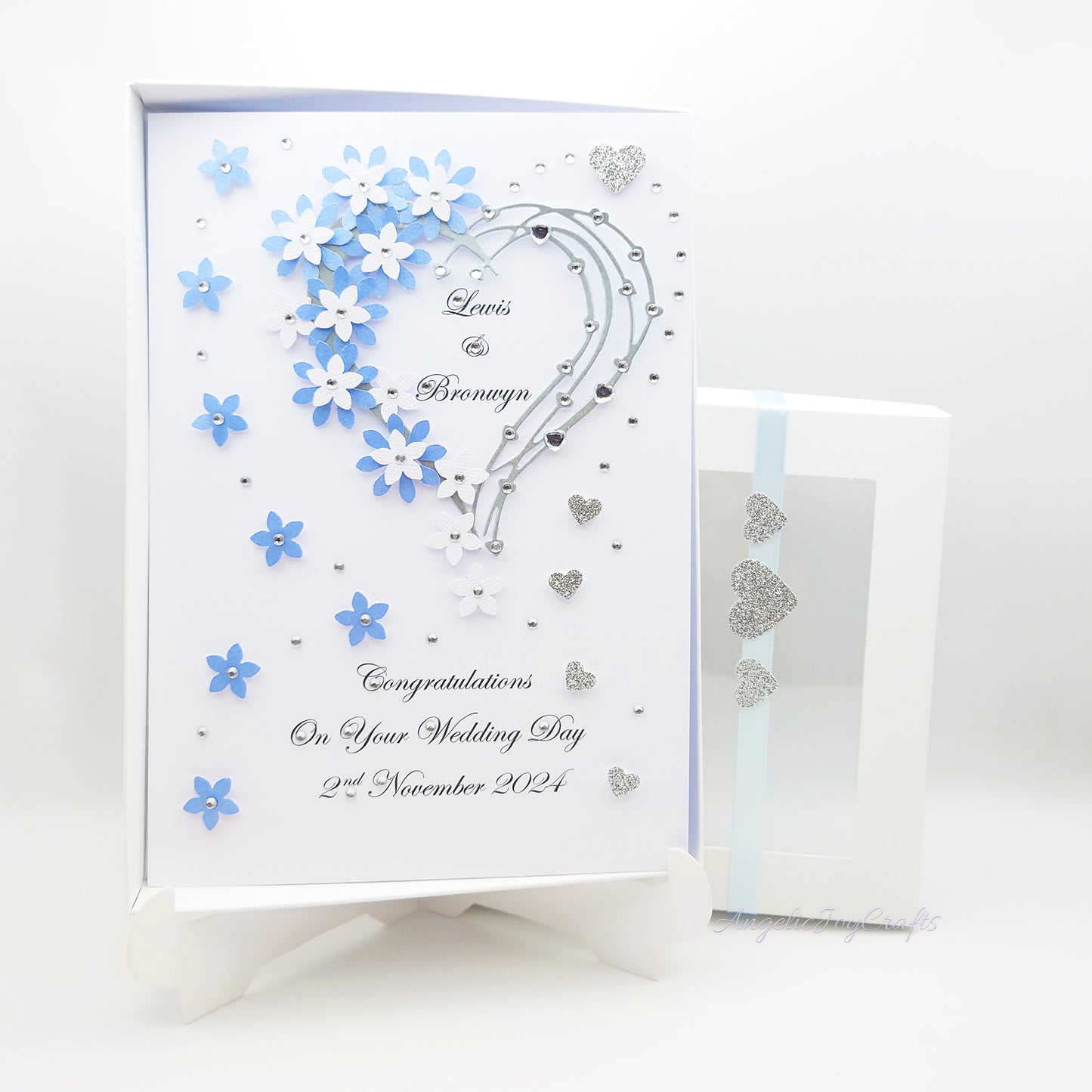 Handmade Personalised 3D Engagement Card with Floral Heart + Complimentary Gift Box | Anniversary | Wedding | Engagement