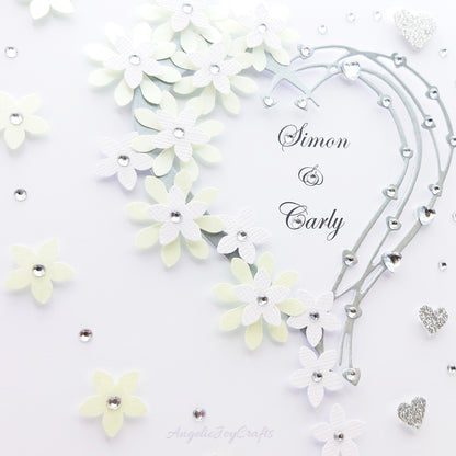 Handmade Personalised 3D Engagement Card with Floral Heart + Complimentary Gift Box | Anniversary | Wedding | Engagement