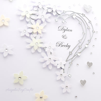 Handmade Personalised 3D Engagement Card with Floral Heart + Complimentary Gift Box | Anniversary | Wedding | Engagement